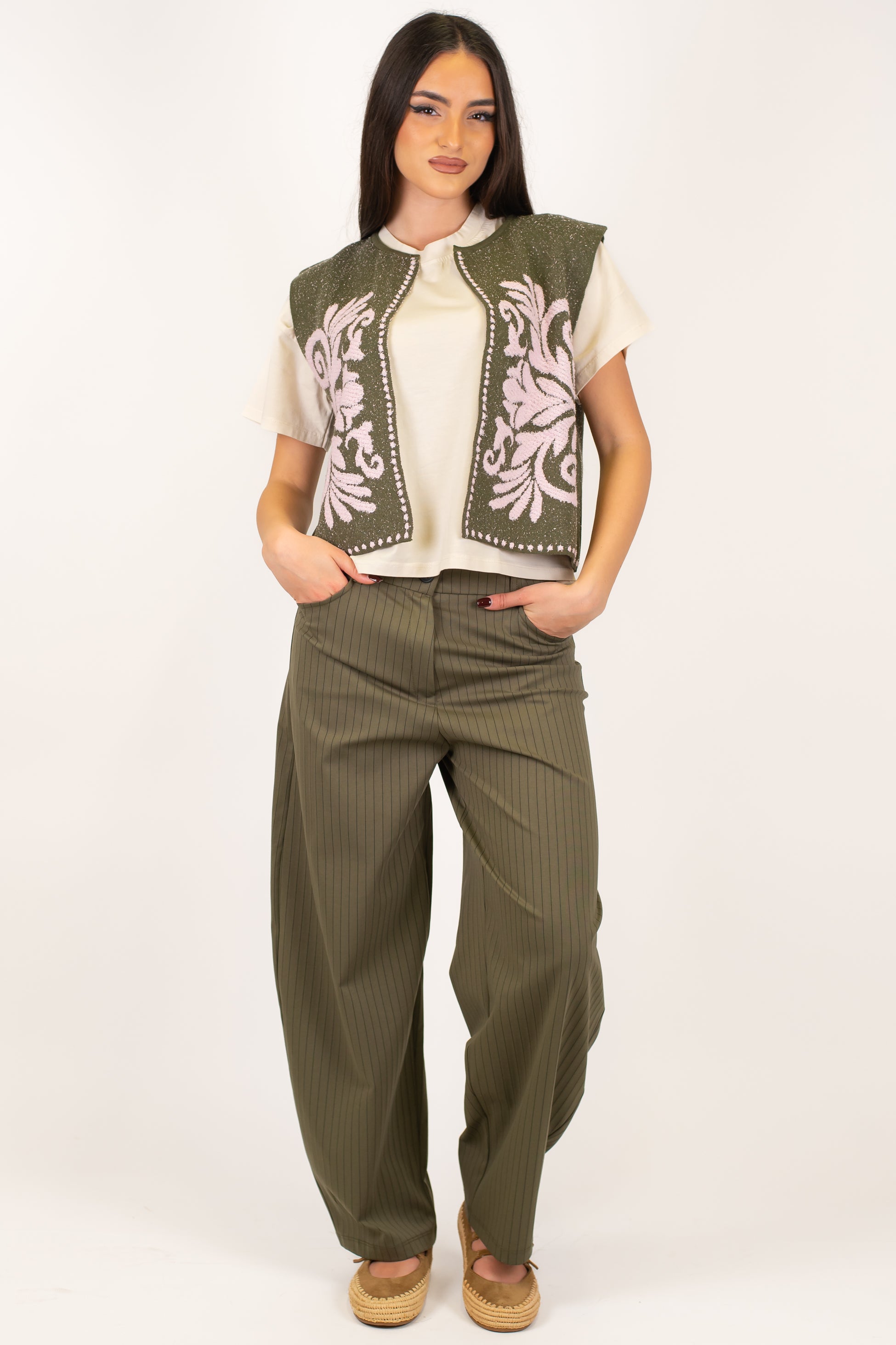 Tensione in - Pantalone balloon gessato