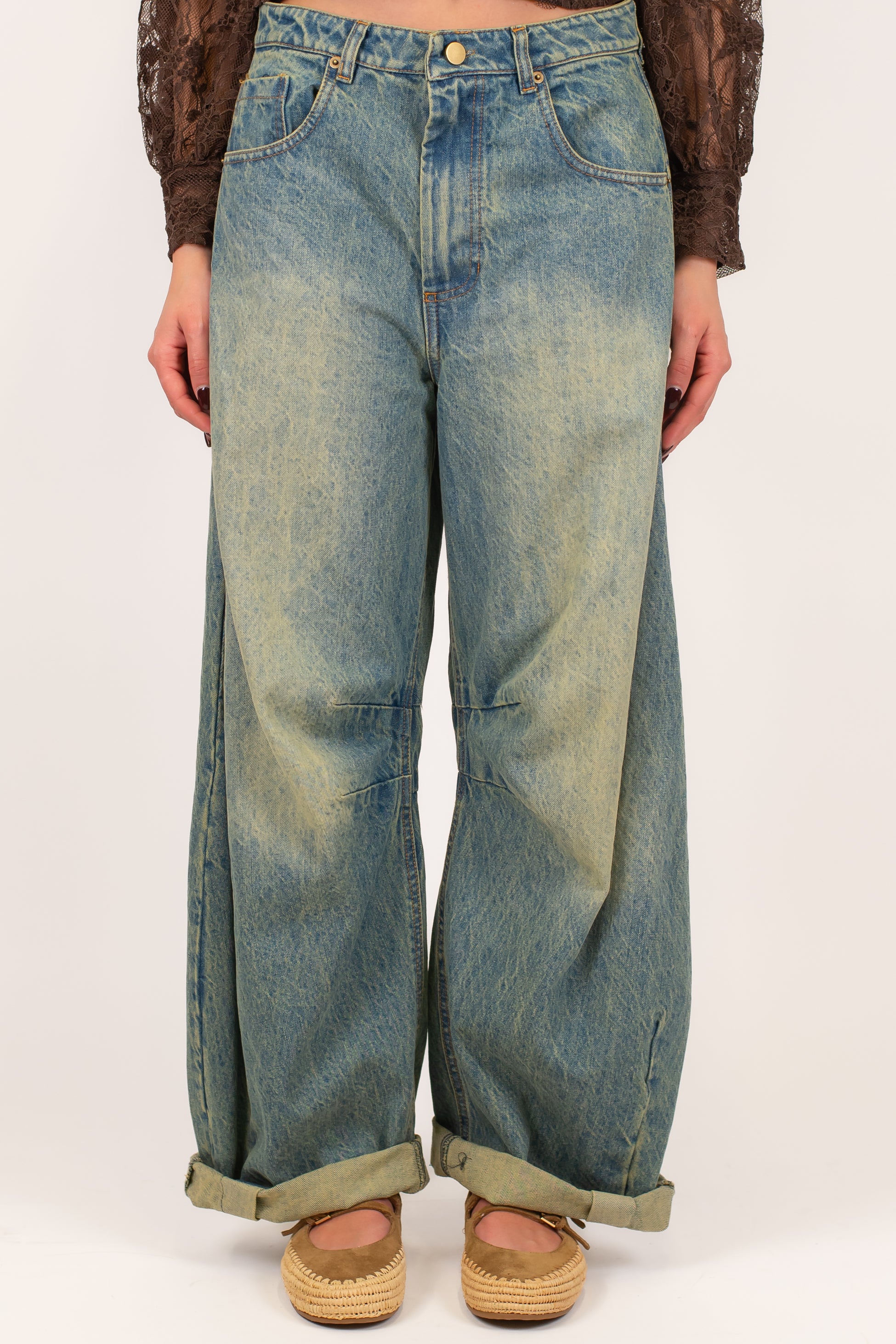 Tensione in - Jeans barrell lavaggio sabbiato