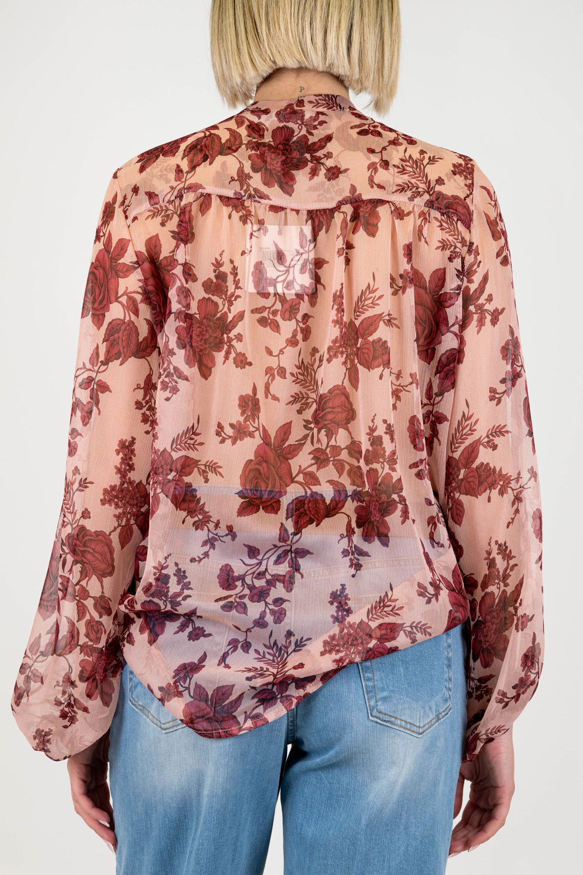 Tensione in -Camicia fantasia floreale con laccio al collo