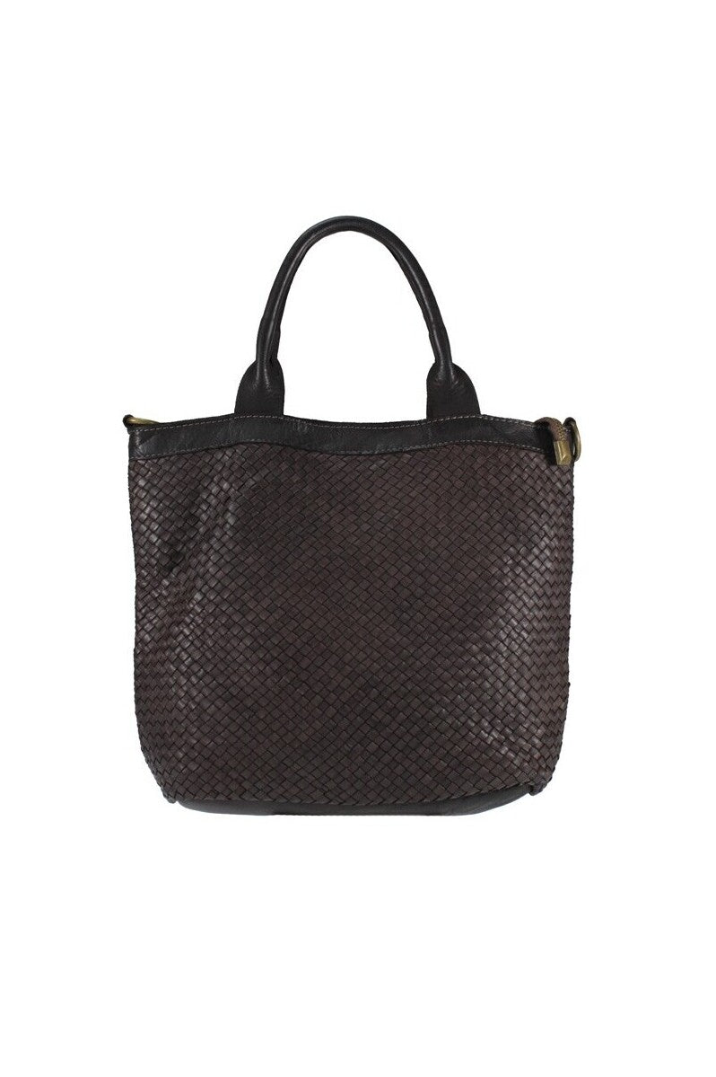 Borsa media in pelle intrecciata