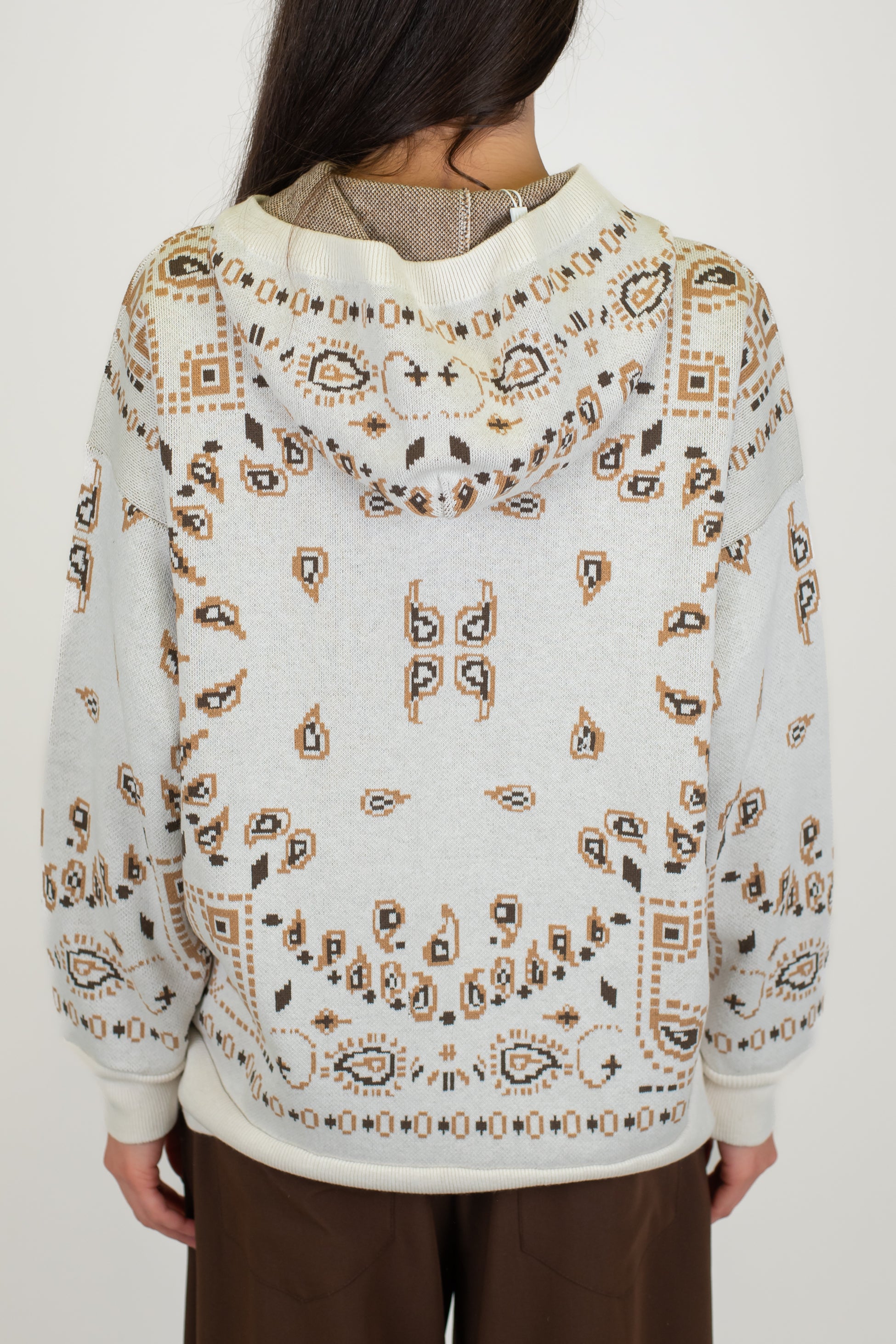 Motel - Maglia in cotone fantasia bandana con cappuccio