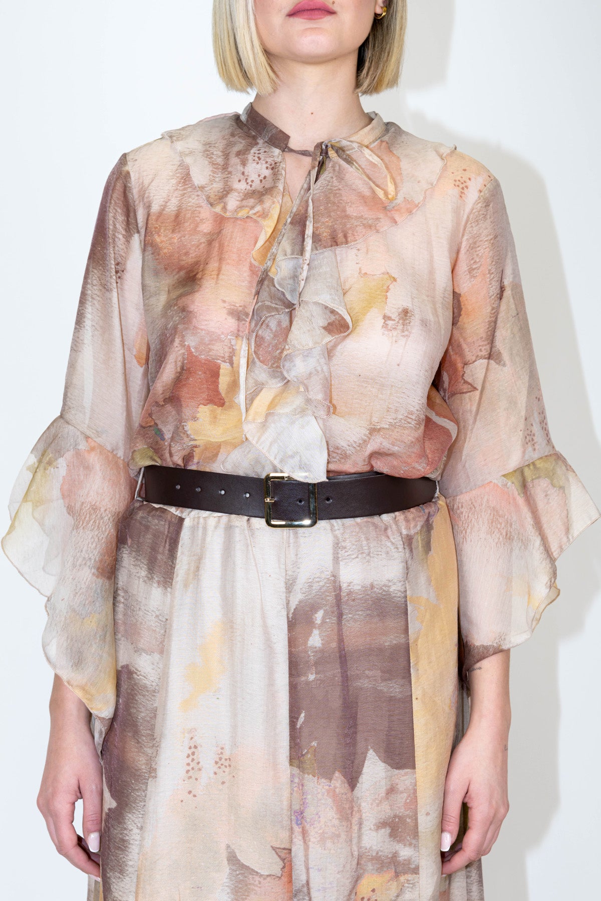 Haveone - Camicia fantasia floreale in lyocell con rouches