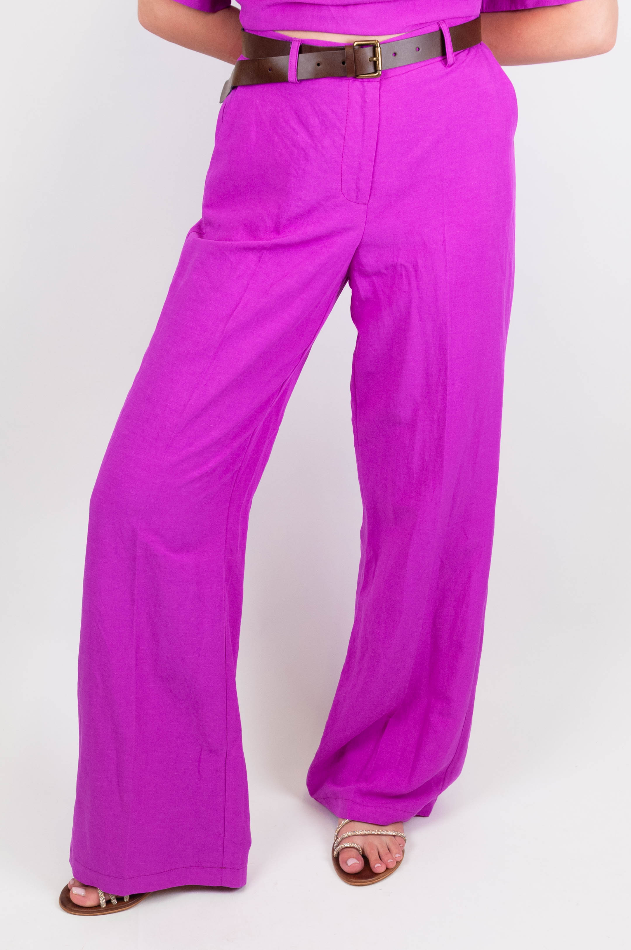 Tensione in - Pantalone palazzo in misto lino