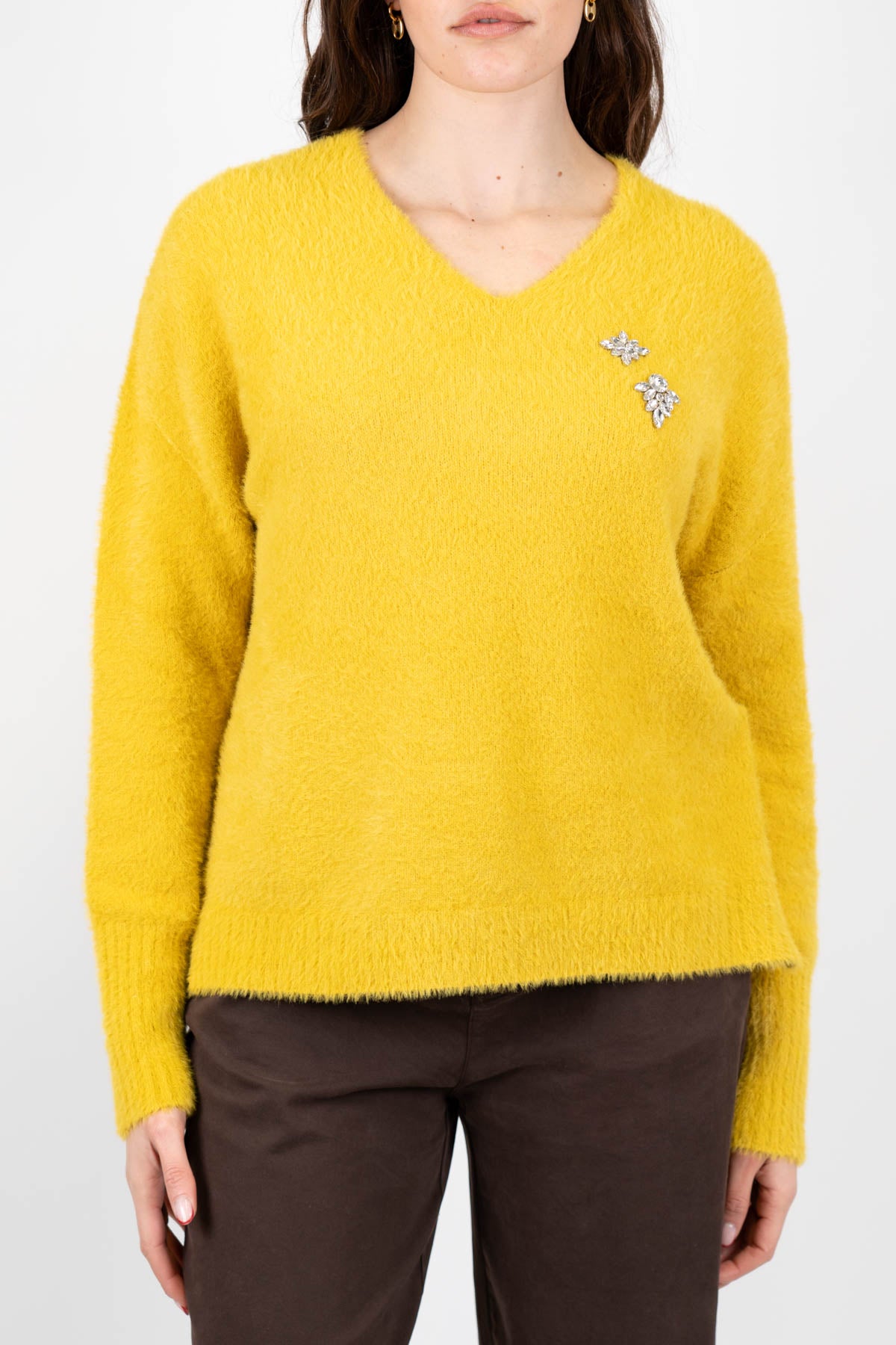 Dixie - Maglia over scollo a V con spille