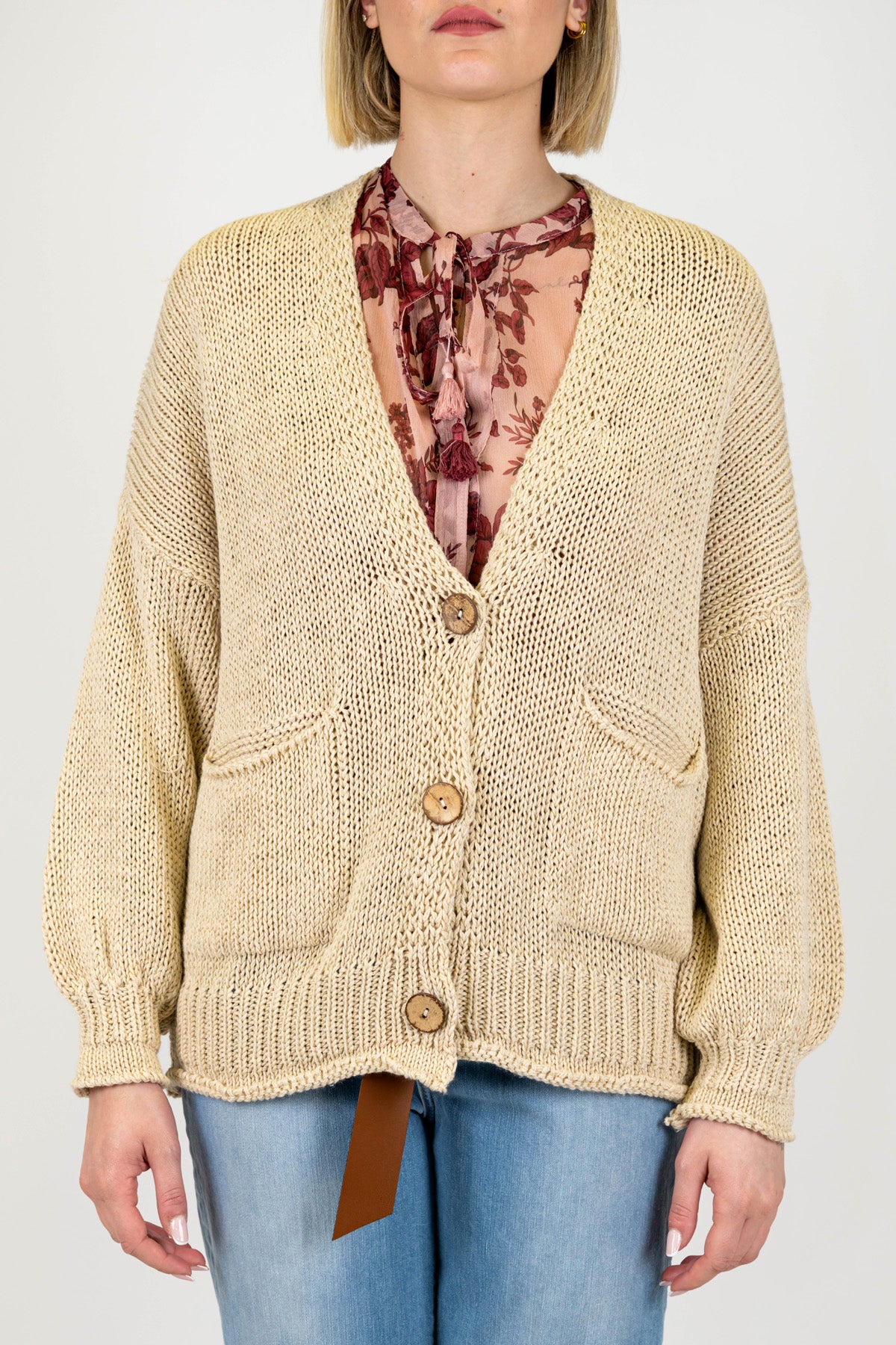 Haveone - Cardigan tre bottoni con taschini laterali