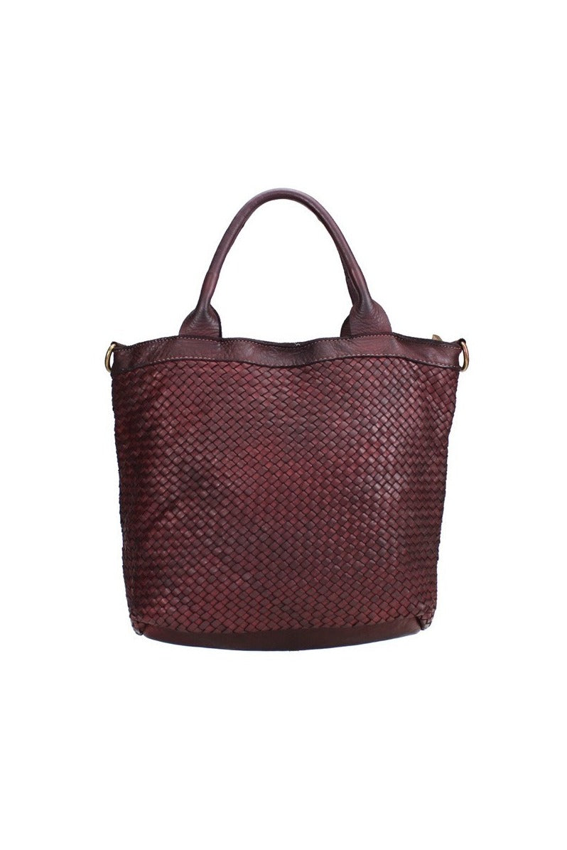 Borsa media 100% pelle intrecciata made in italy