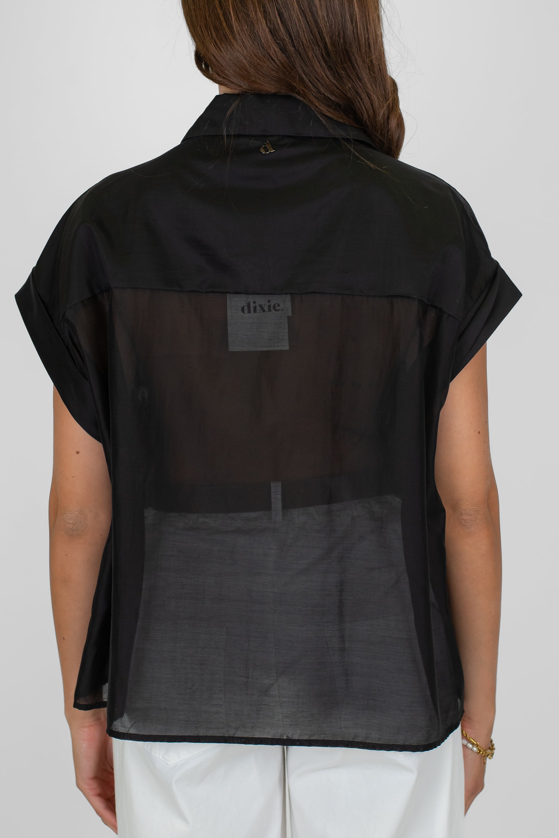 Dixie - Camicia mezzamanica in lyocell con tasconi