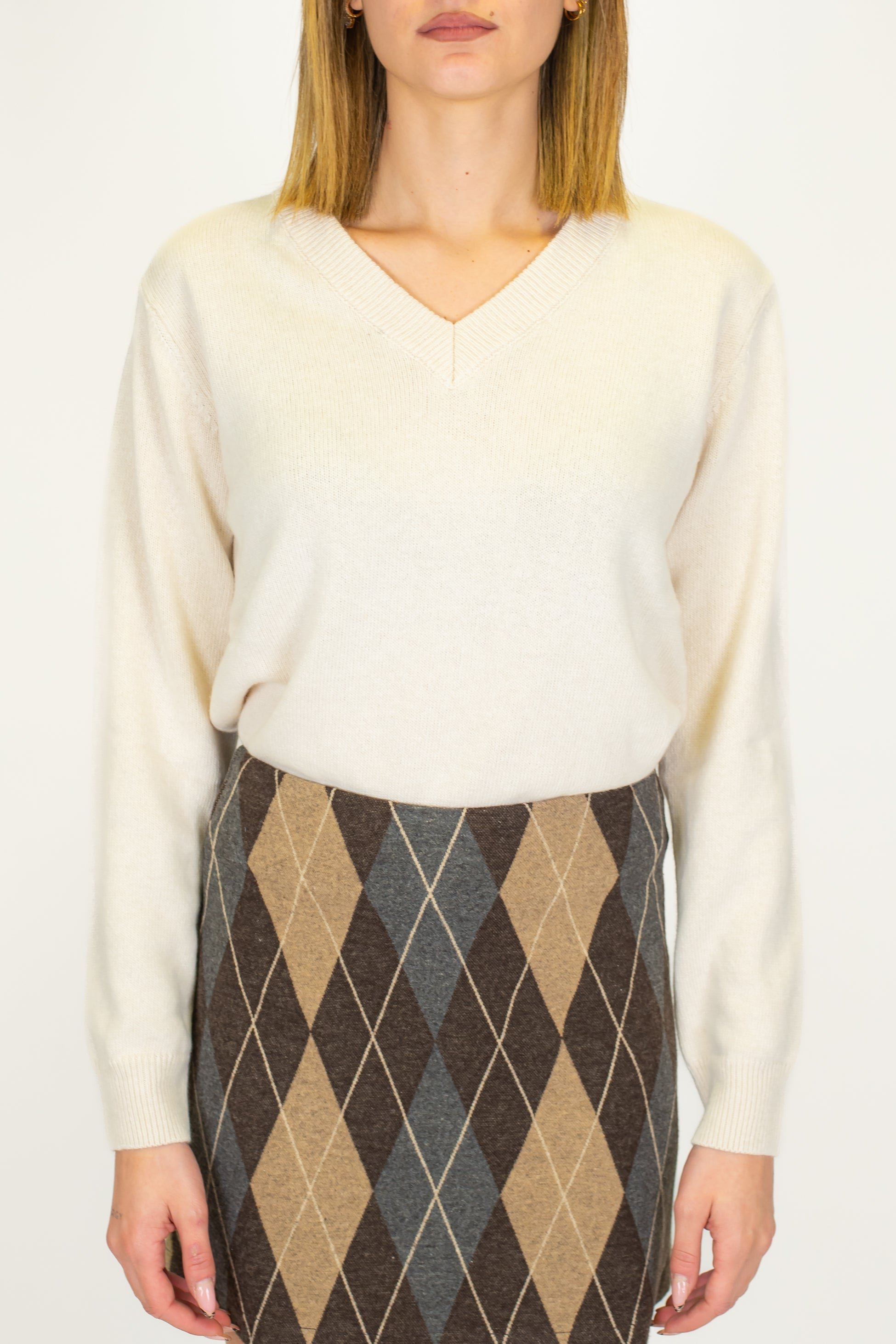 Tensione in - Maglia scollo a V in misto lana e cashmere