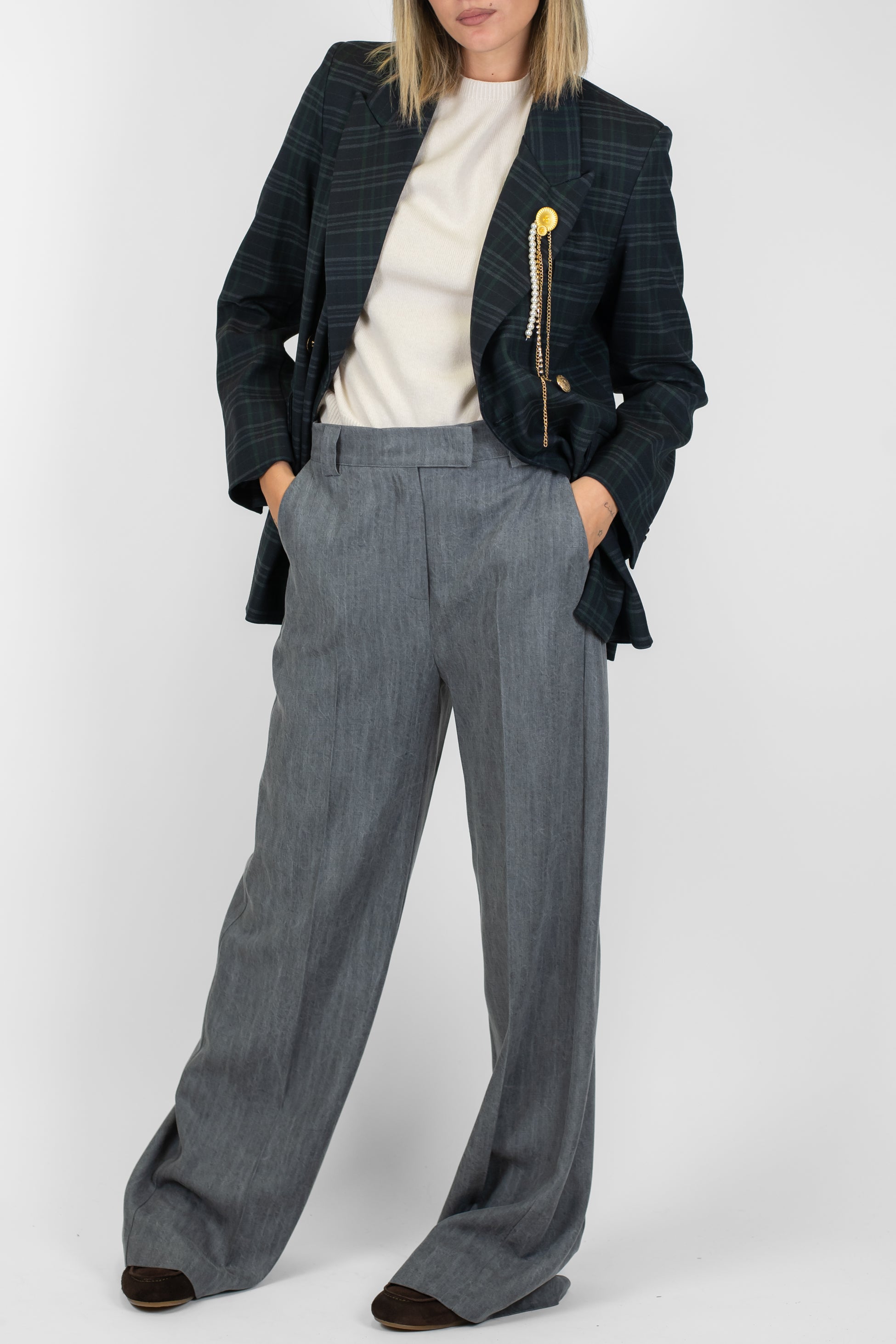 Motel - Blazer fantasia check con spille