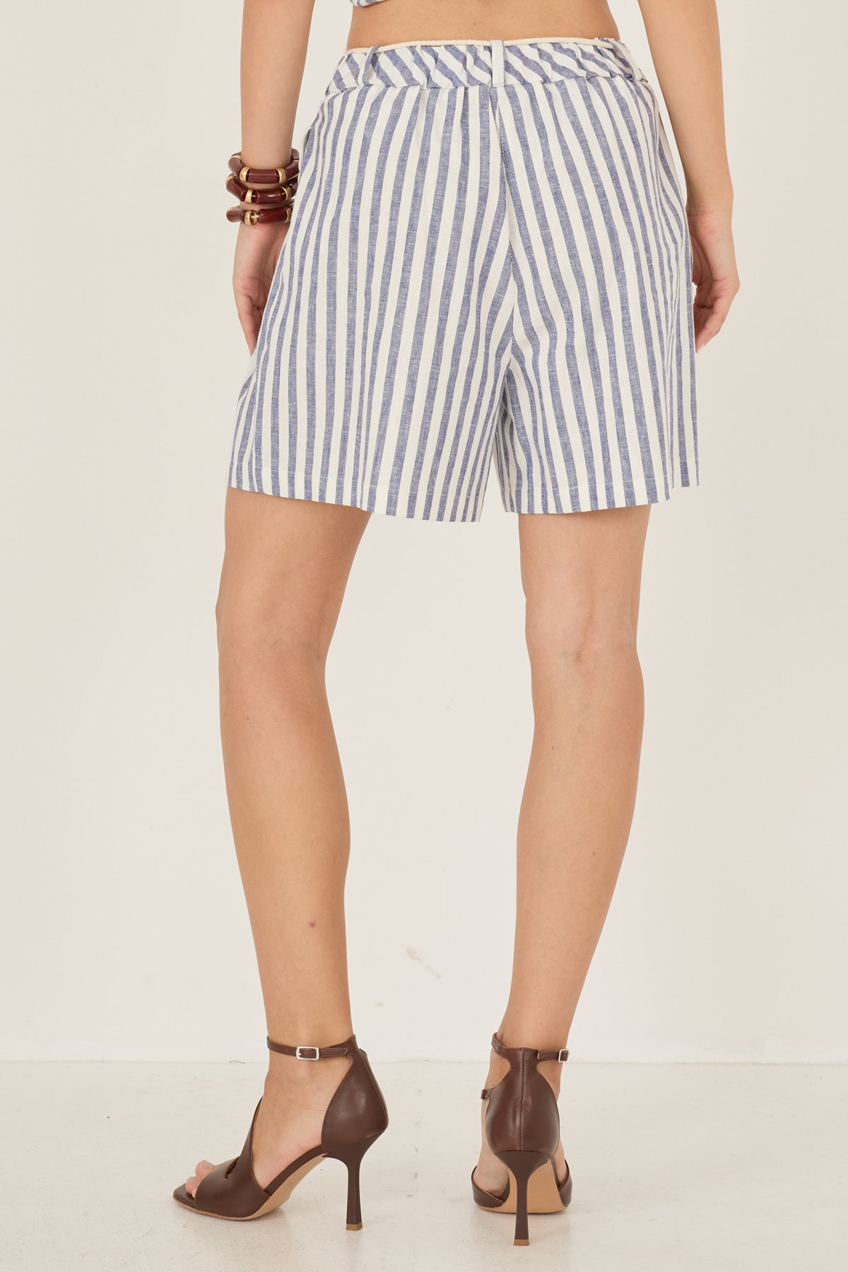 Souvenir - Short rigato in cotone/lino