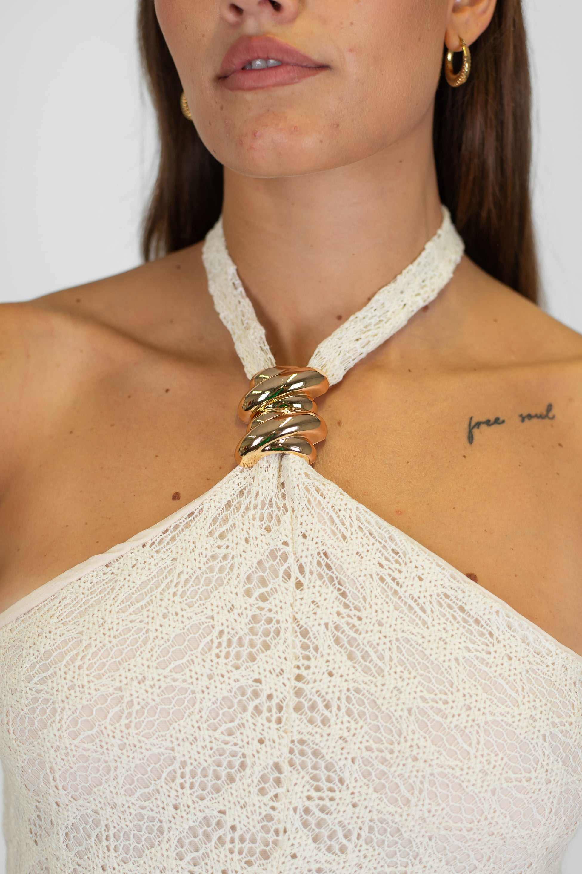 Haveone - Abito lungo allacciato al collo