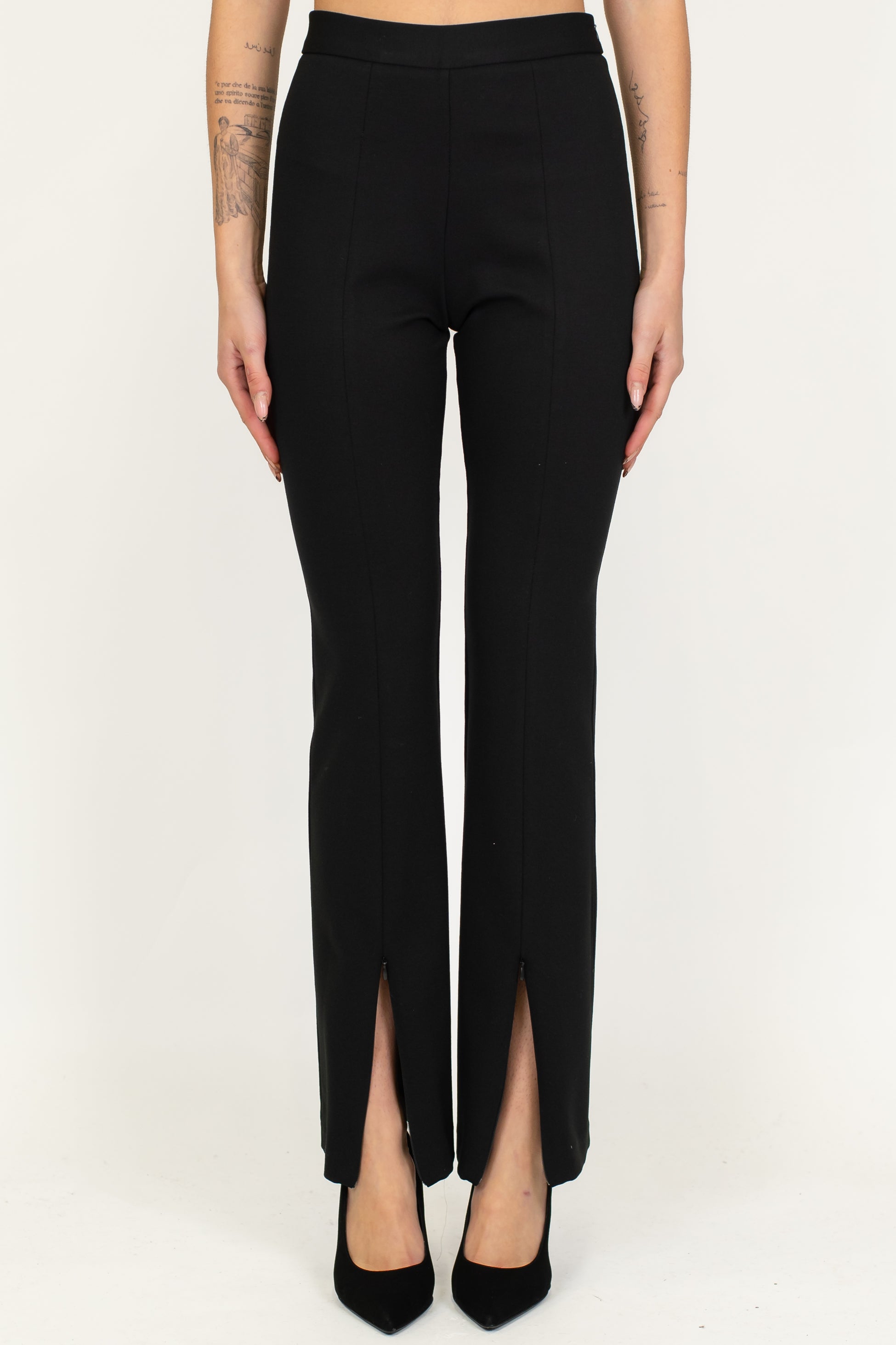 Haveone - Pantalone slim in punto milano con spacchetti