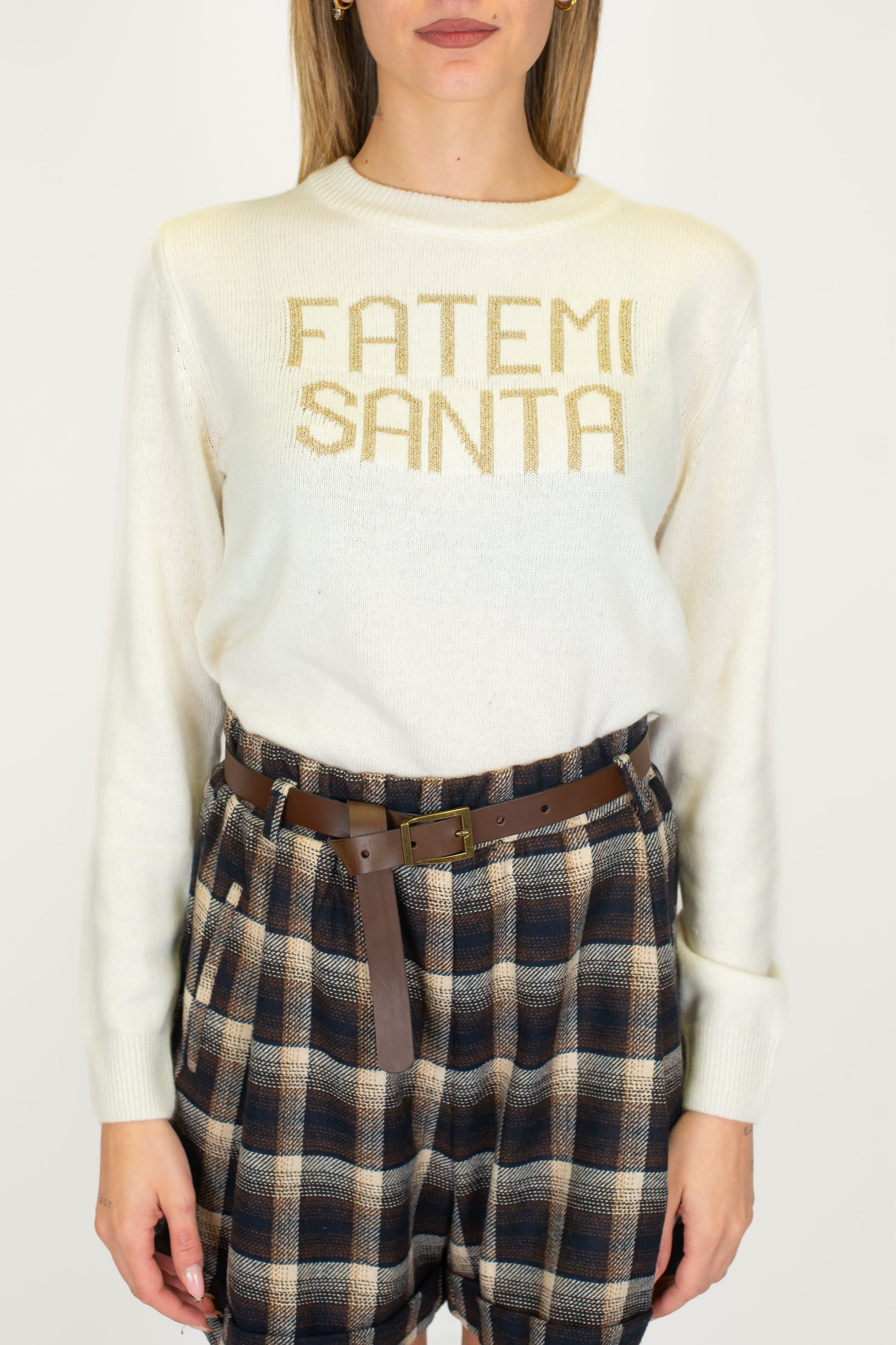 Tensione in - Maglia con scritta in misto lana e cashmere
