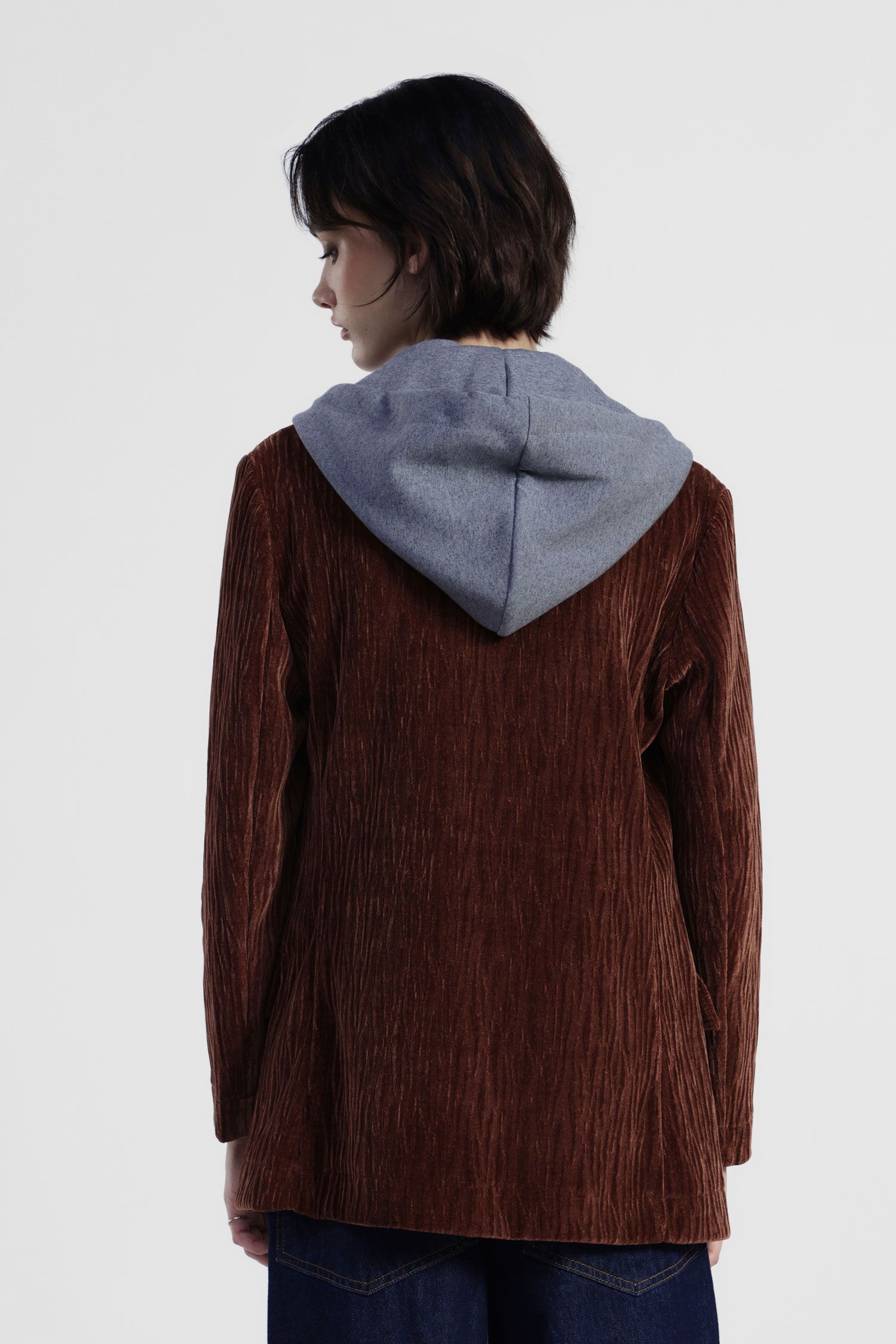 Dixie - Giacca monopetto con cappuccio a contrasto