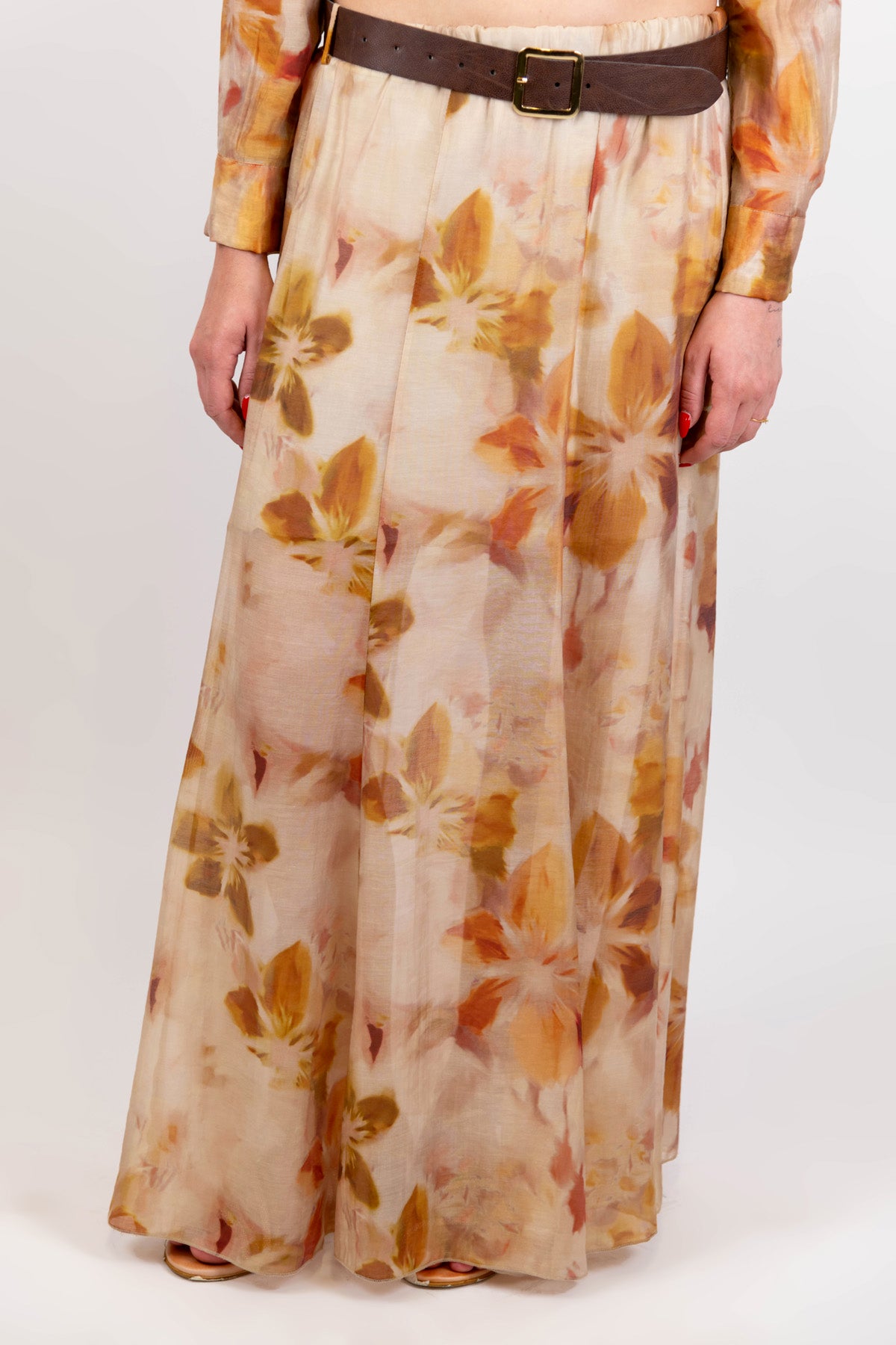 Haveone - Gonna fantasia floreale sfumata in lyocell con elastico in vita