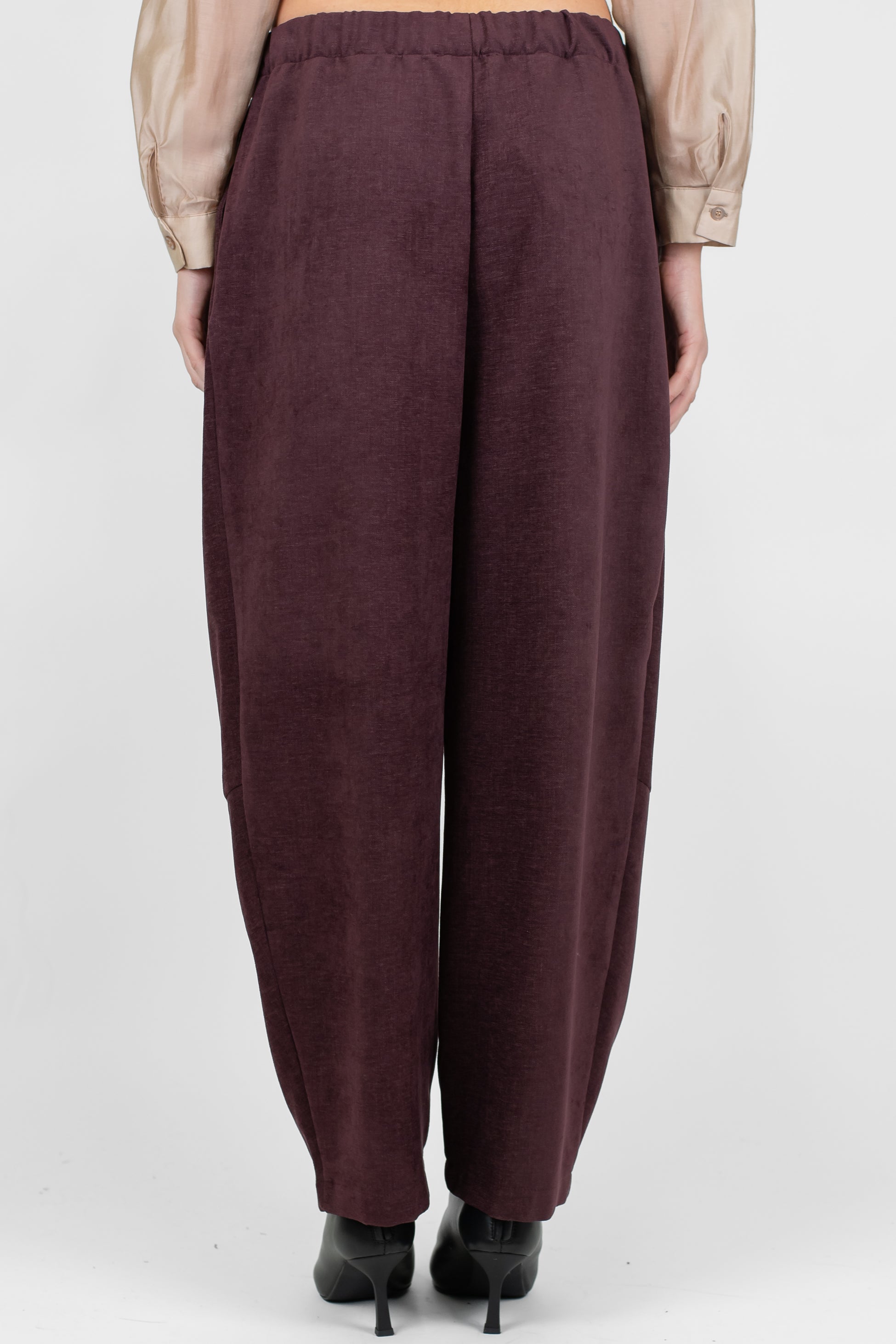 Dixie - Pantalone balloon con elastico sul retro e pinces in viscosa pettinata effetto ciniglia