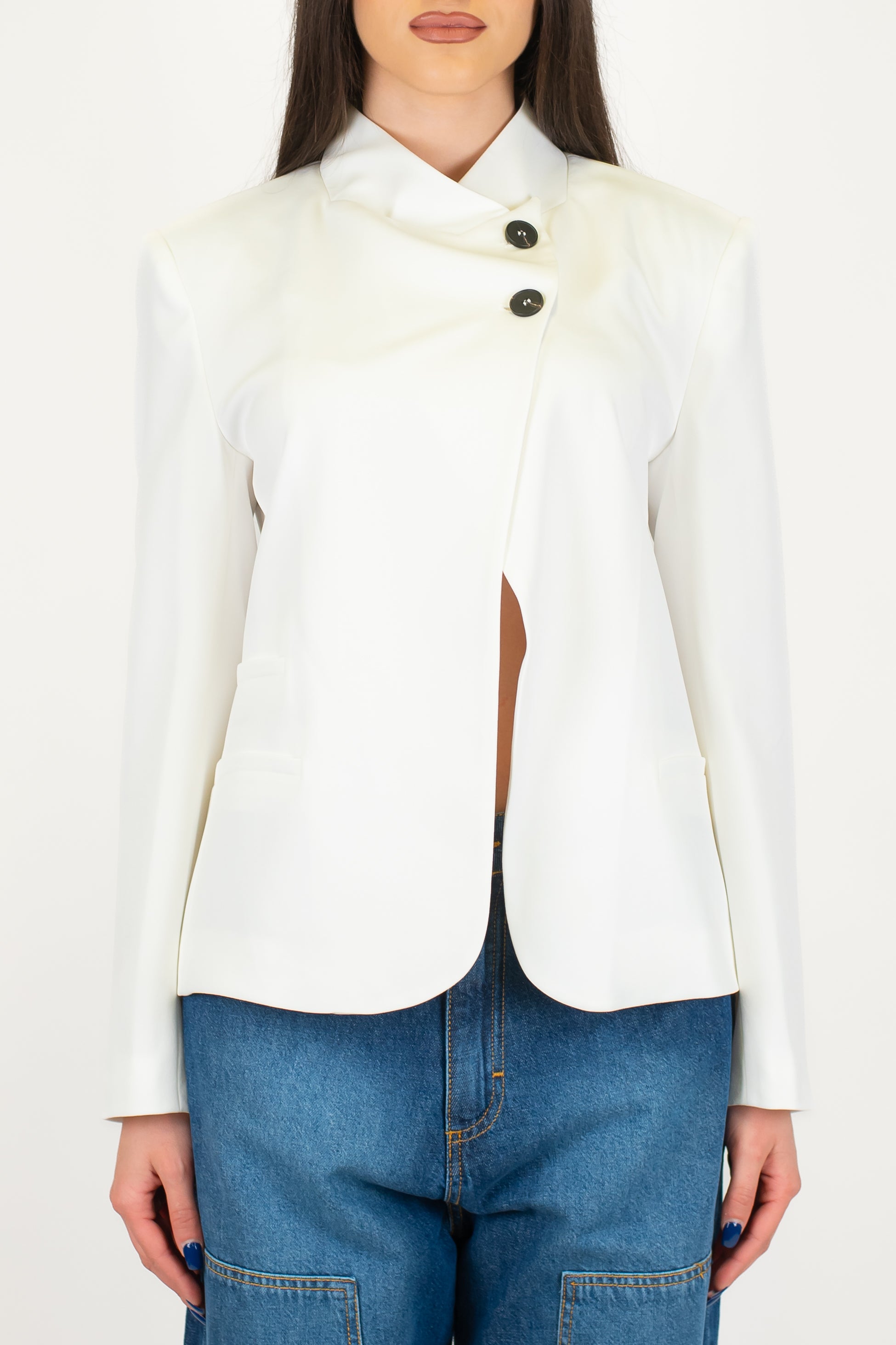 Haveone - Giacca coreana con chiusura superiore asimmetrica e spalline