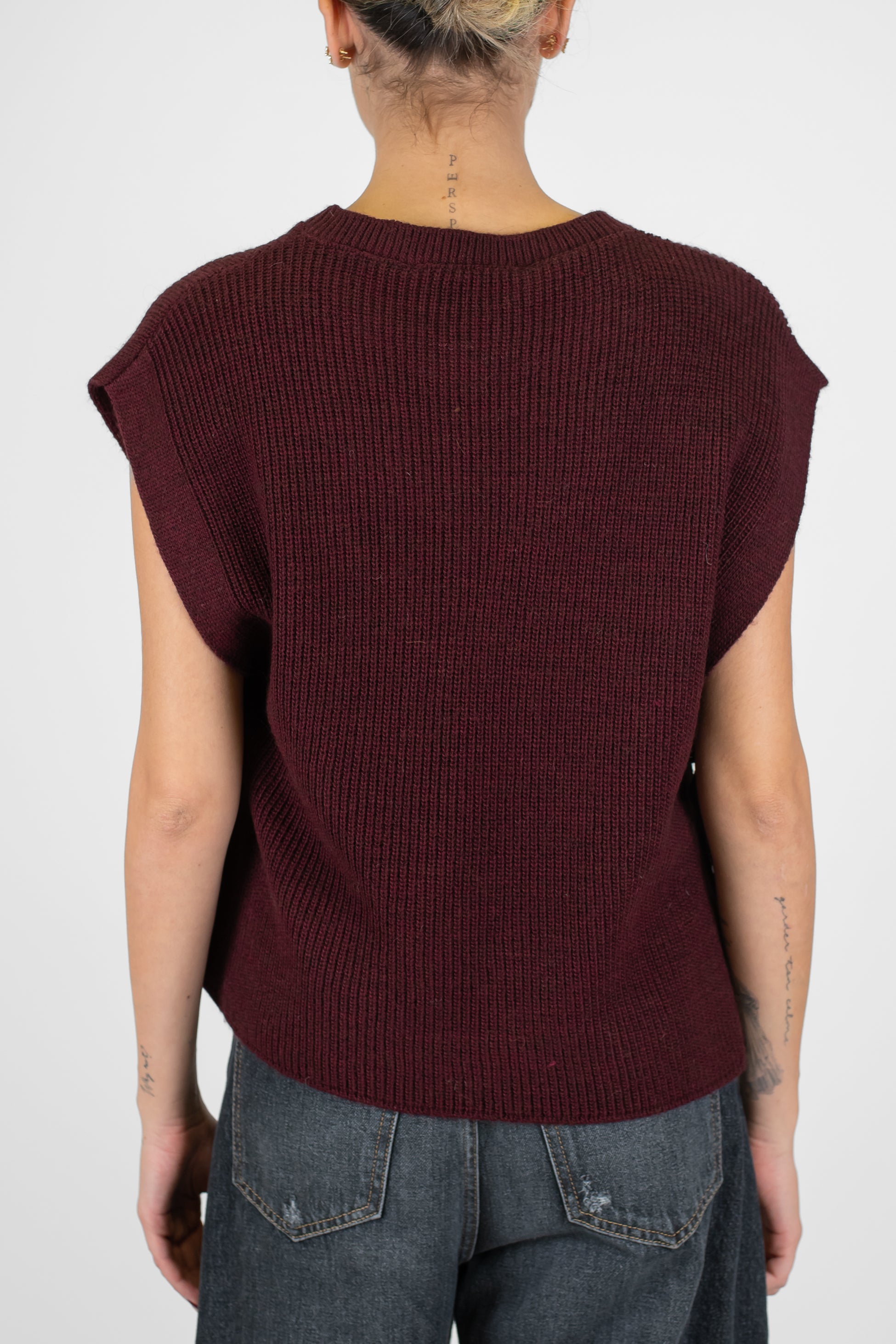 Haveone - Gilet in maglia a costine con fiocchi laterali