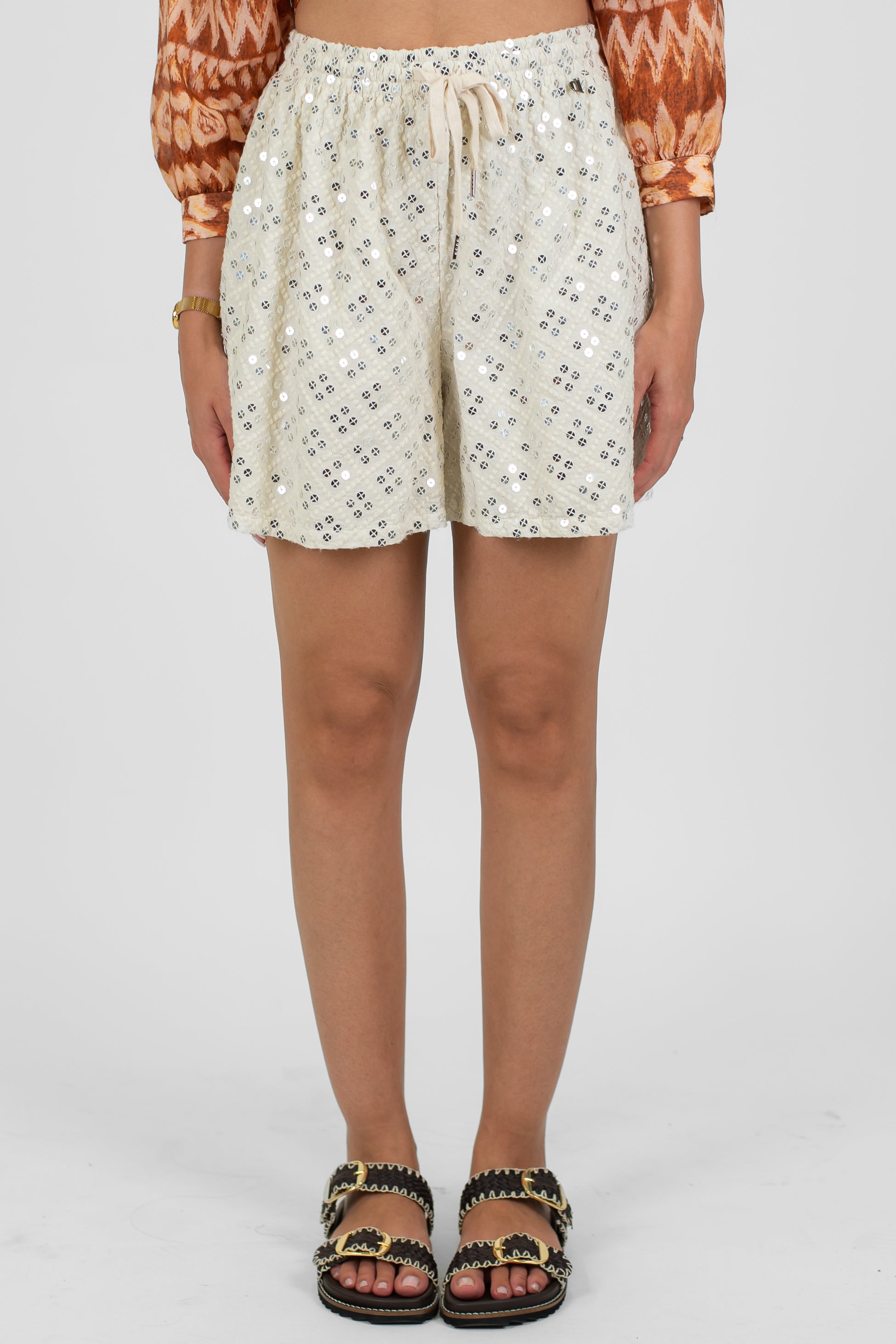 Dixie - Bermuda paillettes con coulisse in vita