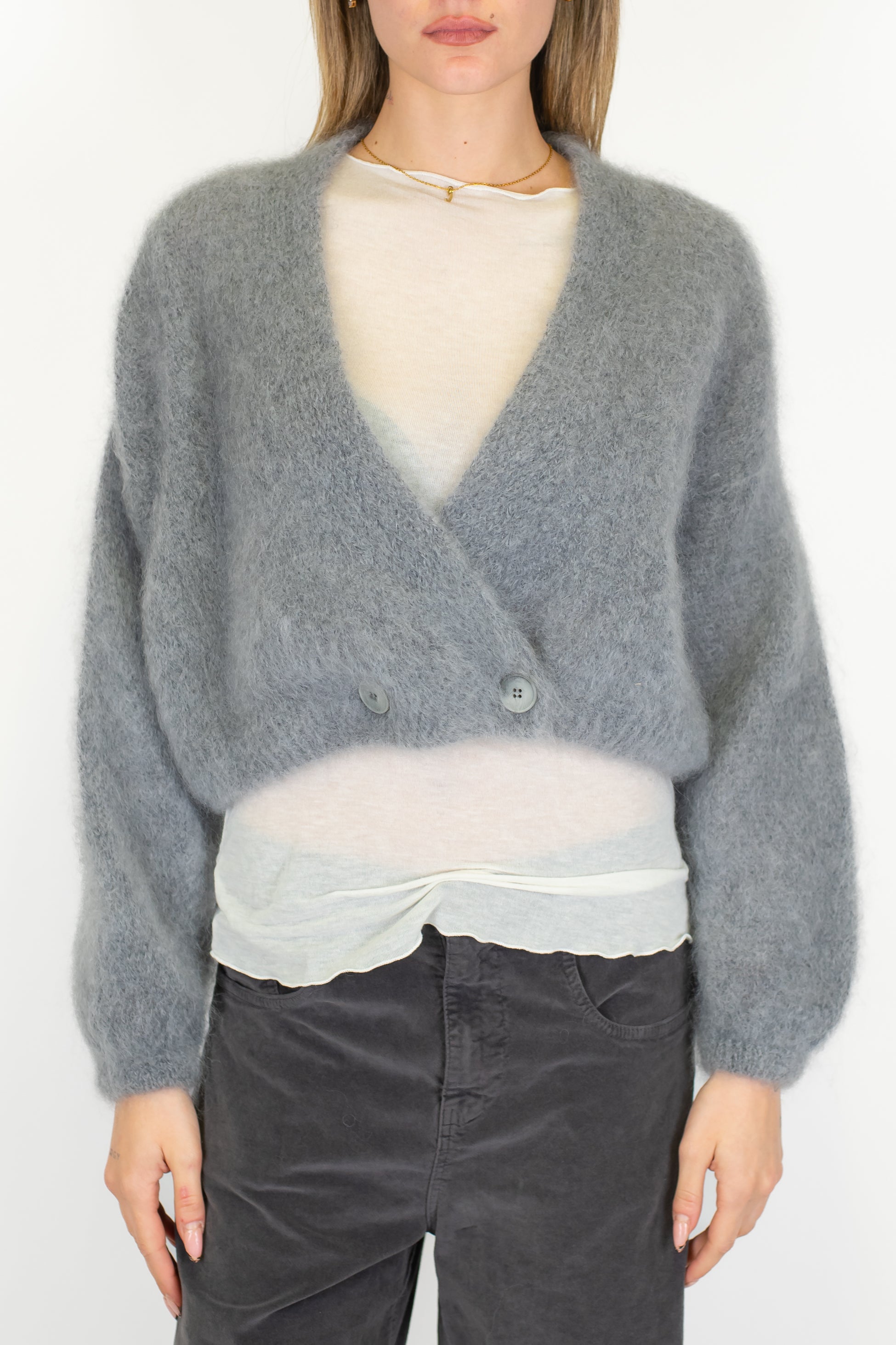 Dixie - Cardigan doppiopetto in lana mohair