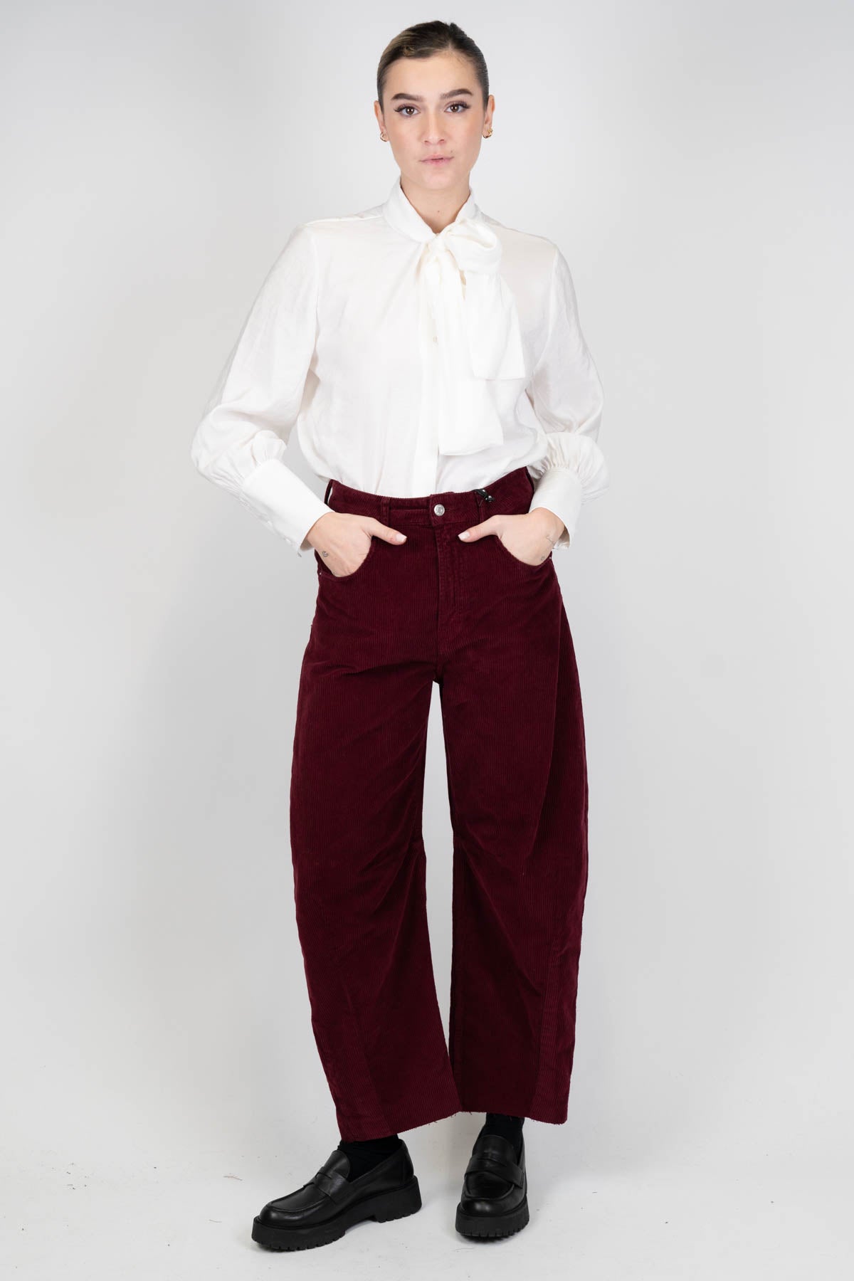 Haveone - Pantalone balloon in velluto millerighe modello Barbara