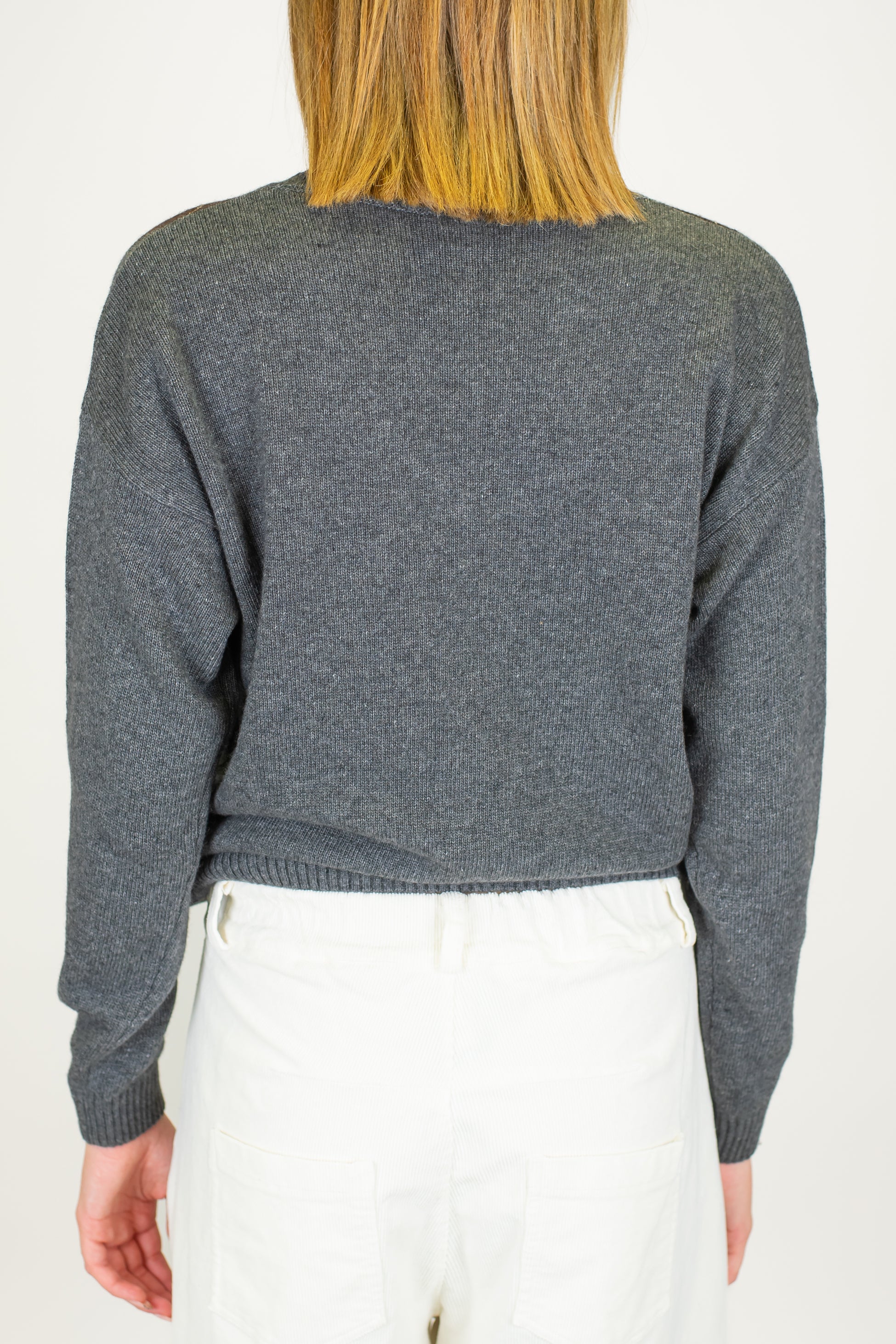 Tensione in - Maglia scollo V in misto lana fantasia rombi