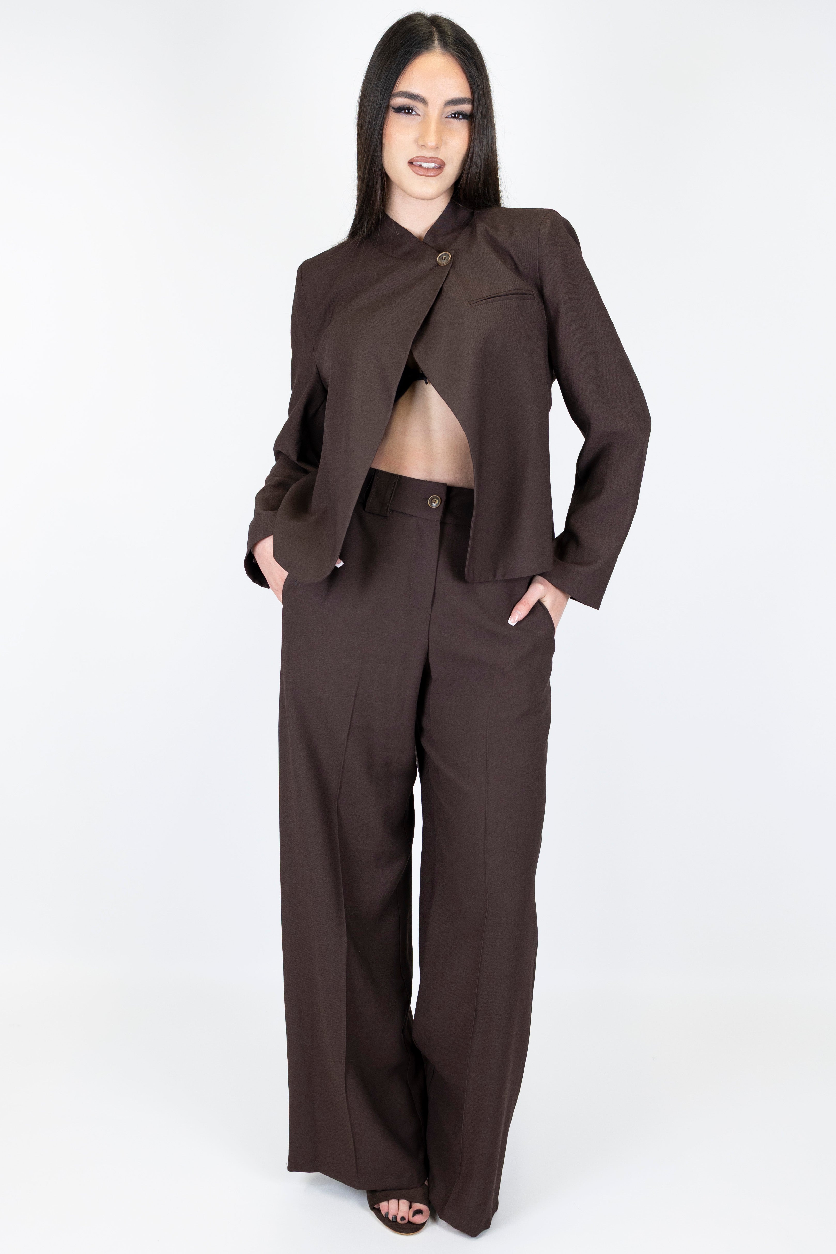 Tensione in - Pantalone palazzo in viscosa leggera con elastico sul retro