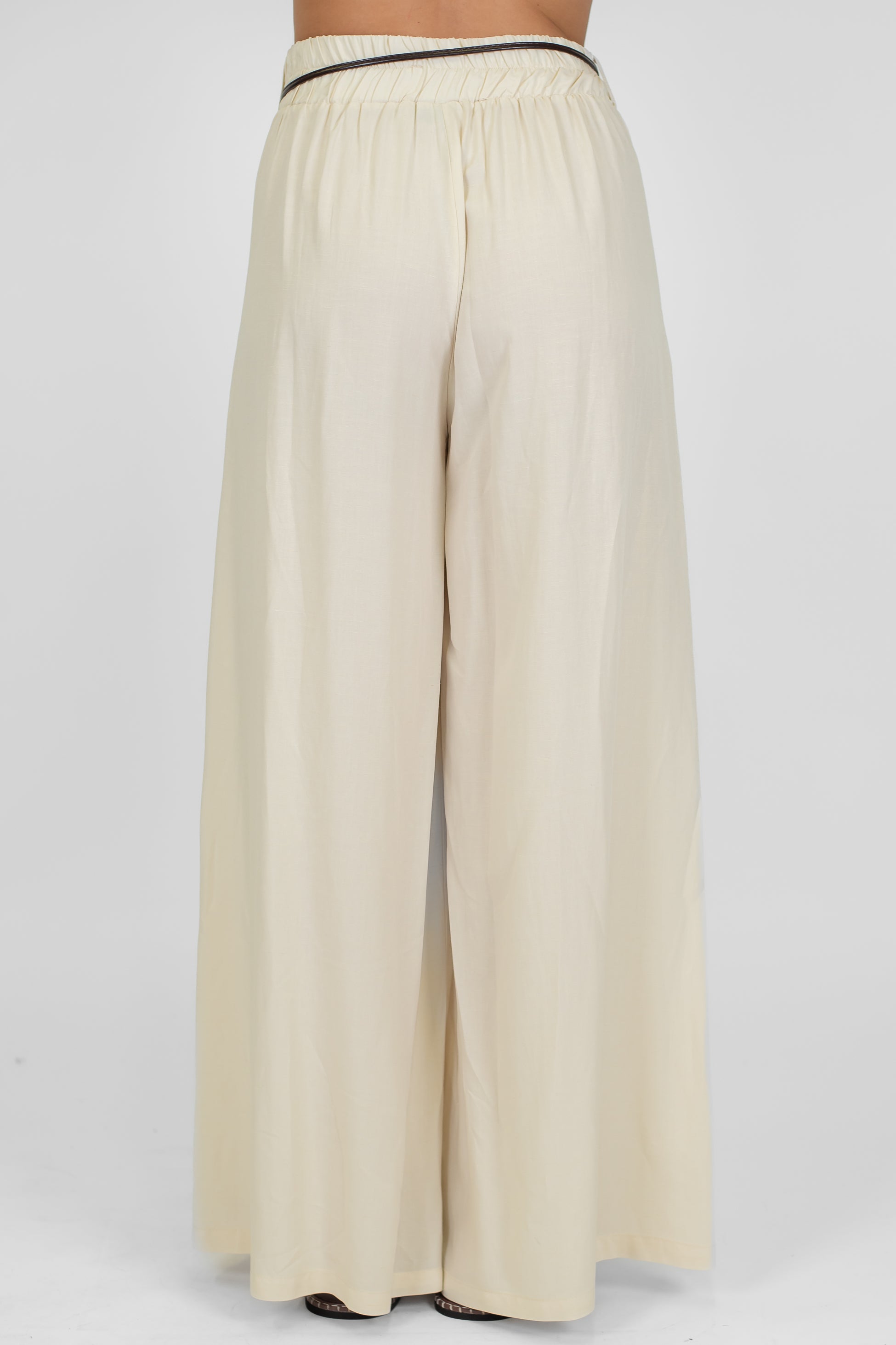 Motel - Pantalone palazzo in misto lino con elastico in vita