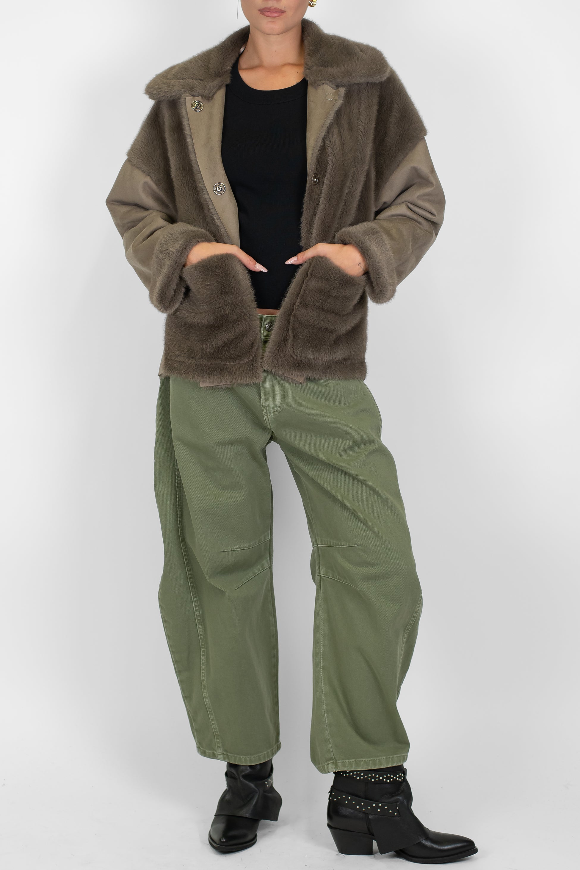 Haveone - Pantalone balloon in denim colorato