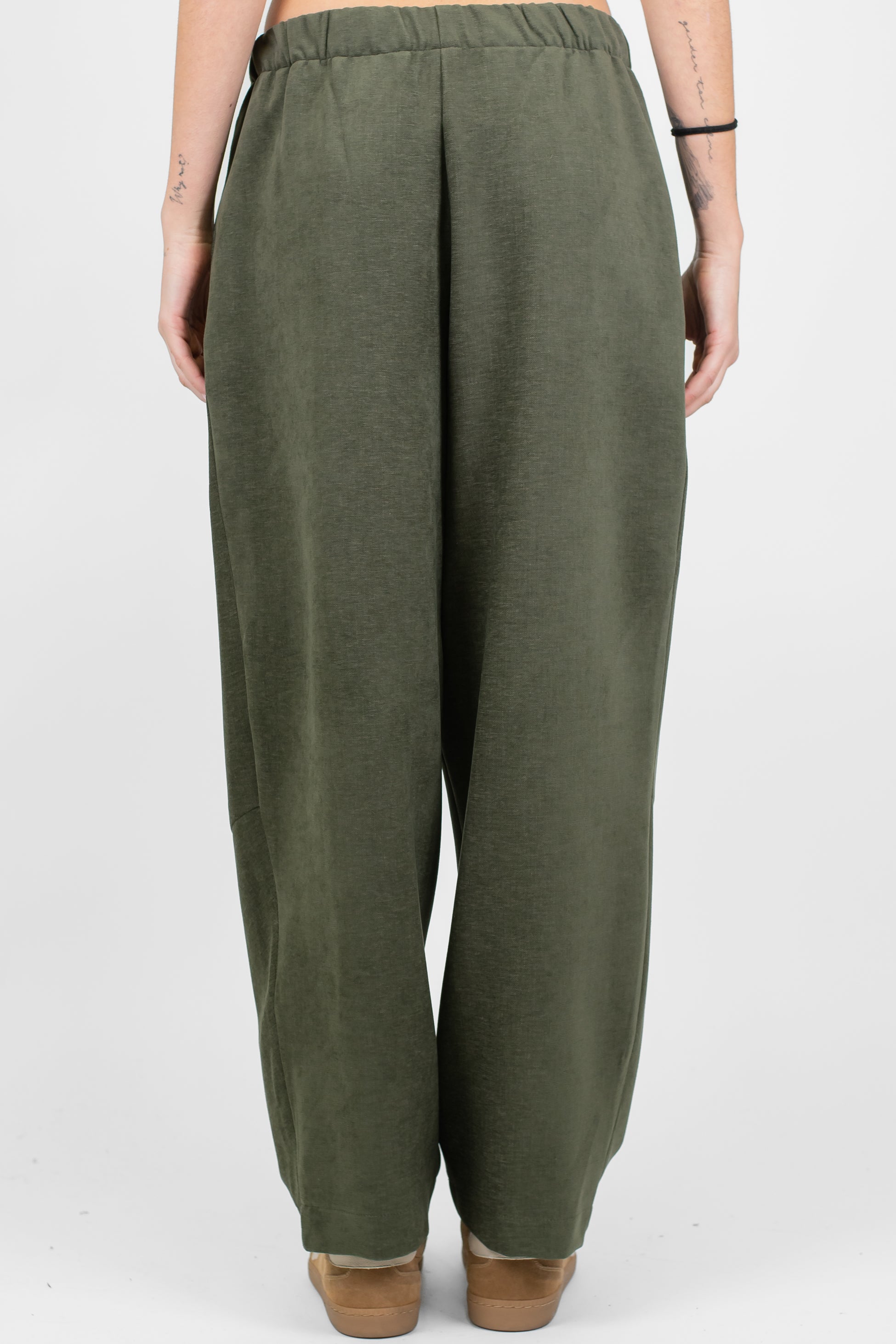 Dixie - Pantalone balloon con elastico sul retro e pinces in viscosa pettinata effetto ciniglia