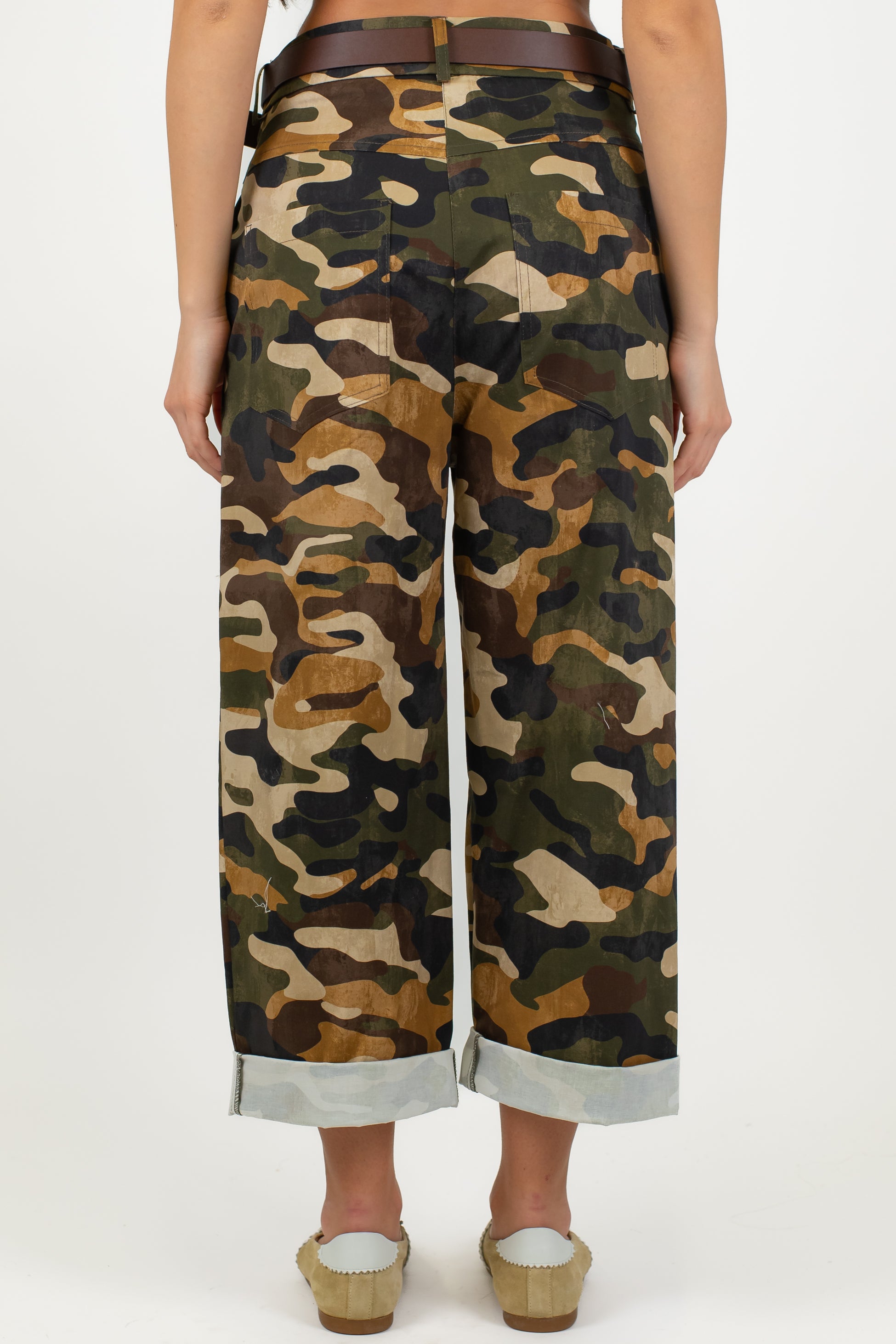 Maryley - Pantalone fantasia camouflage con pinces