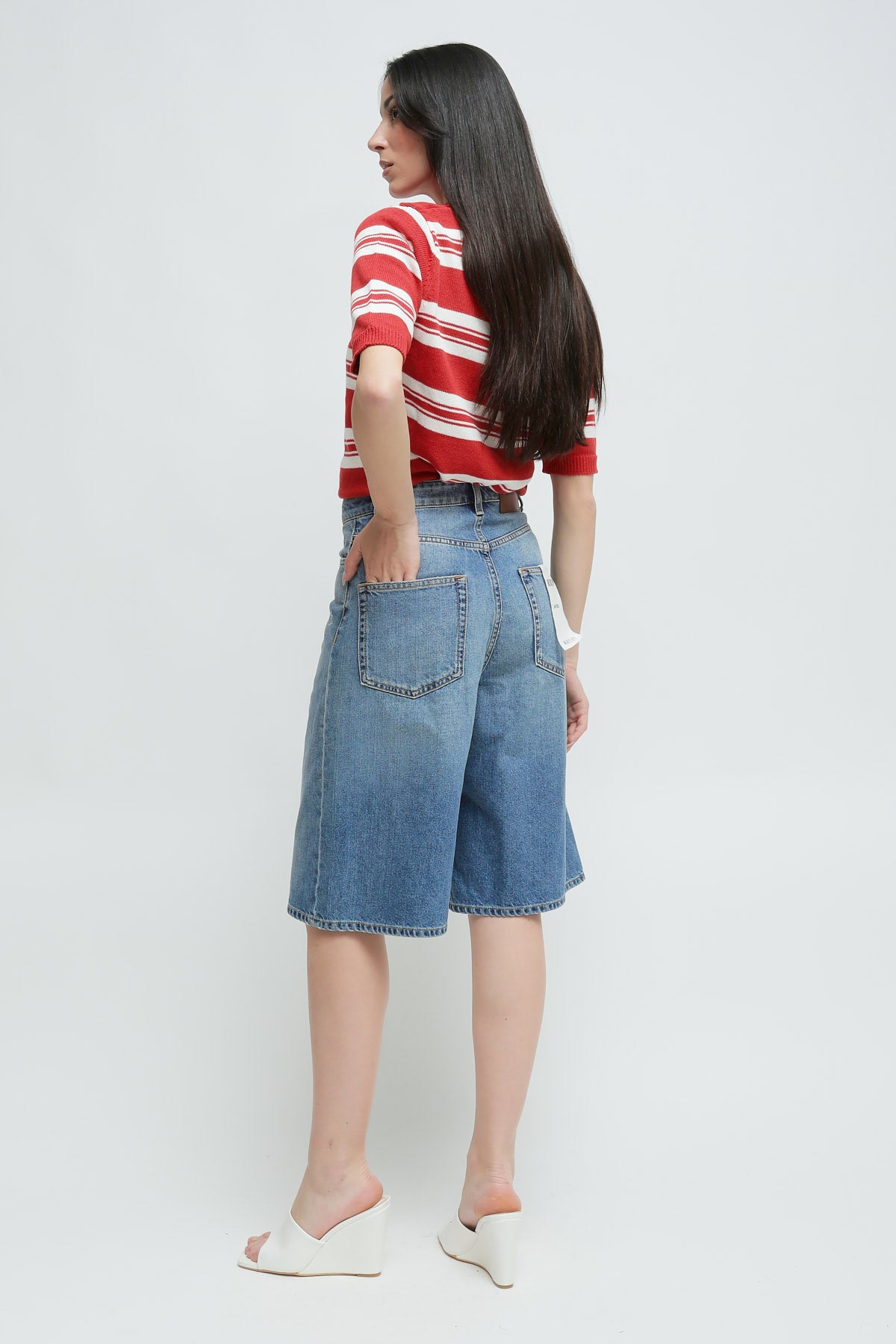 Maryley - Bermuda denim baggie lavaggio chiaro