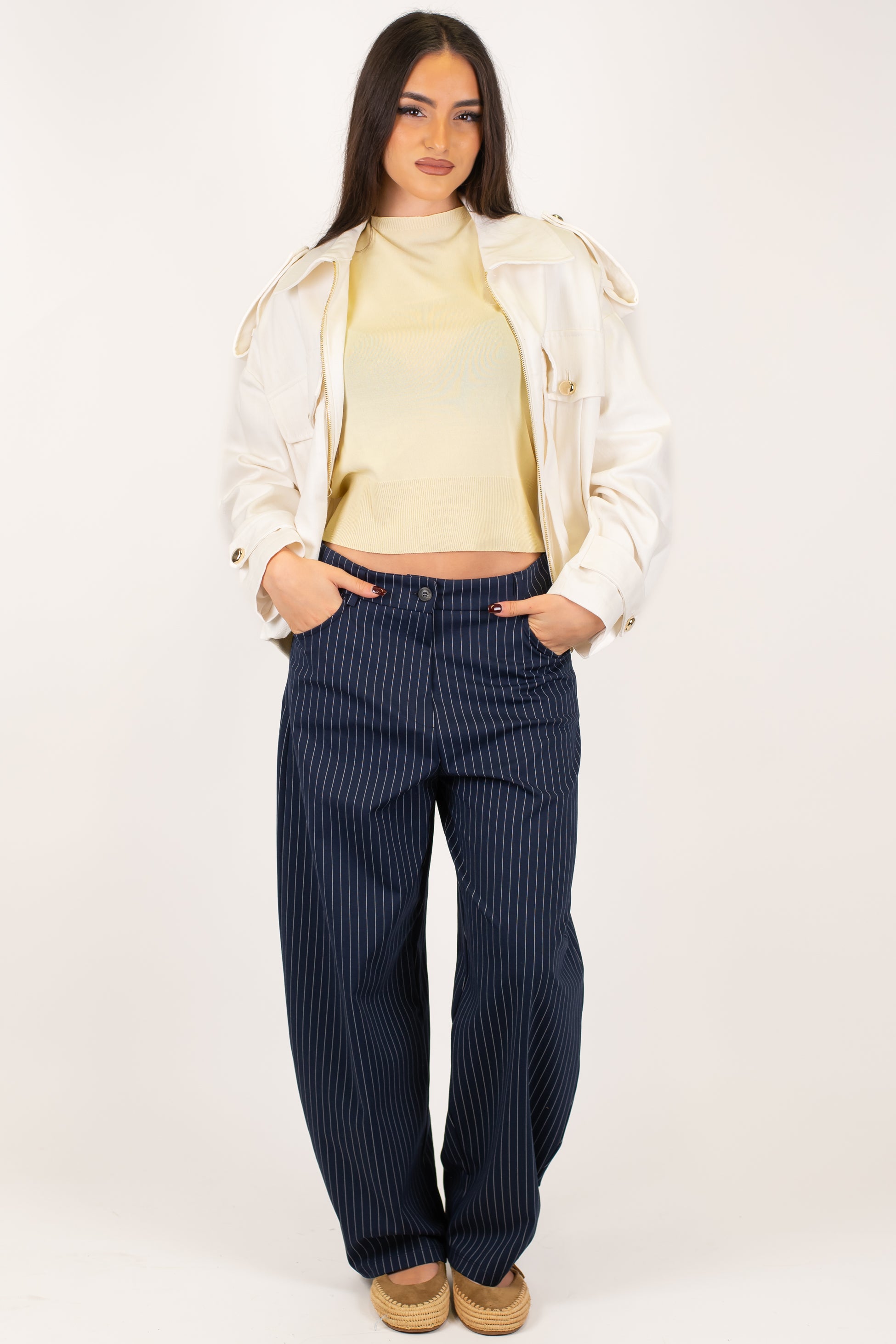 Tensione in - Pantalone balloon gessato