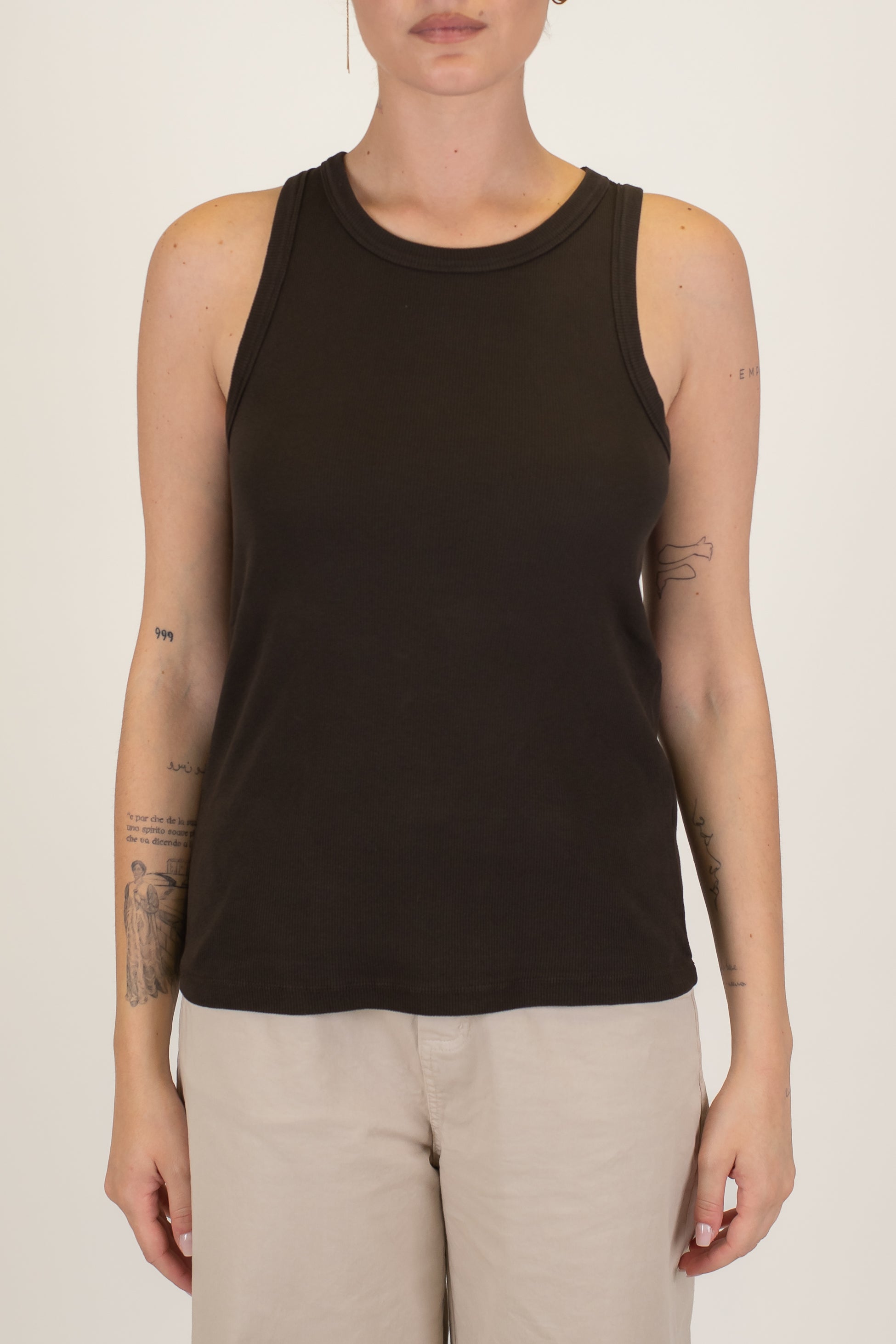 Tensione in - Canotta a costine in cotone