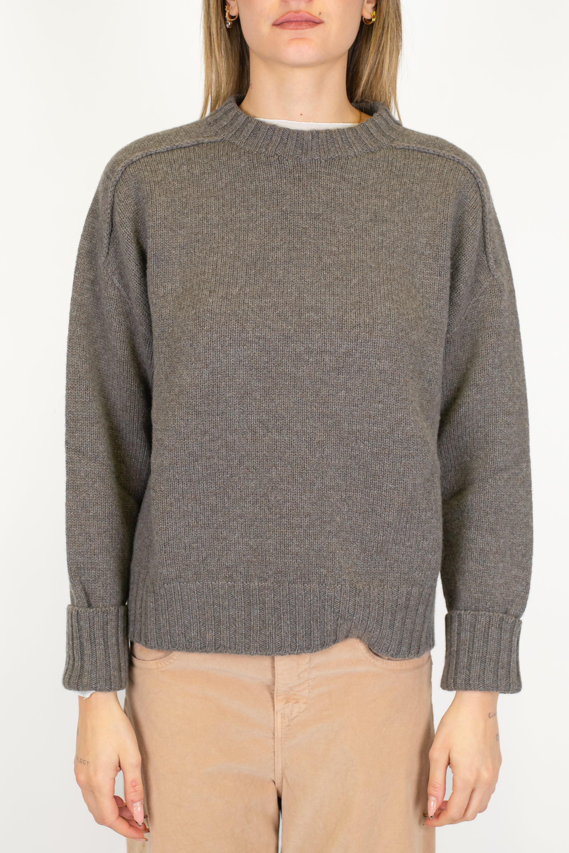 Tensione in - Maglia over in misto lana e cashmere con cuciture a vista