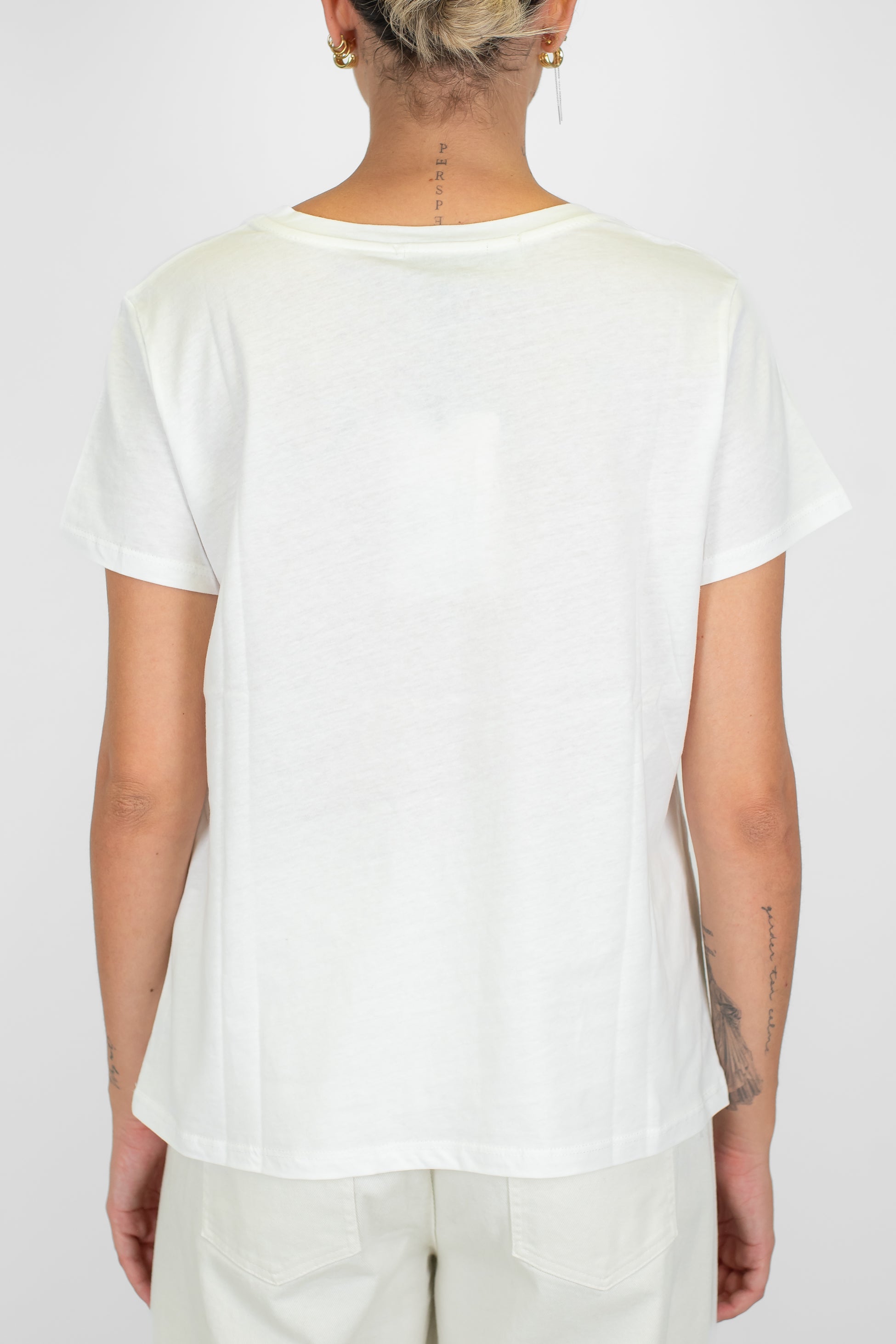Haveone - T-shirt in cotone con scritta ricamata a contrasto