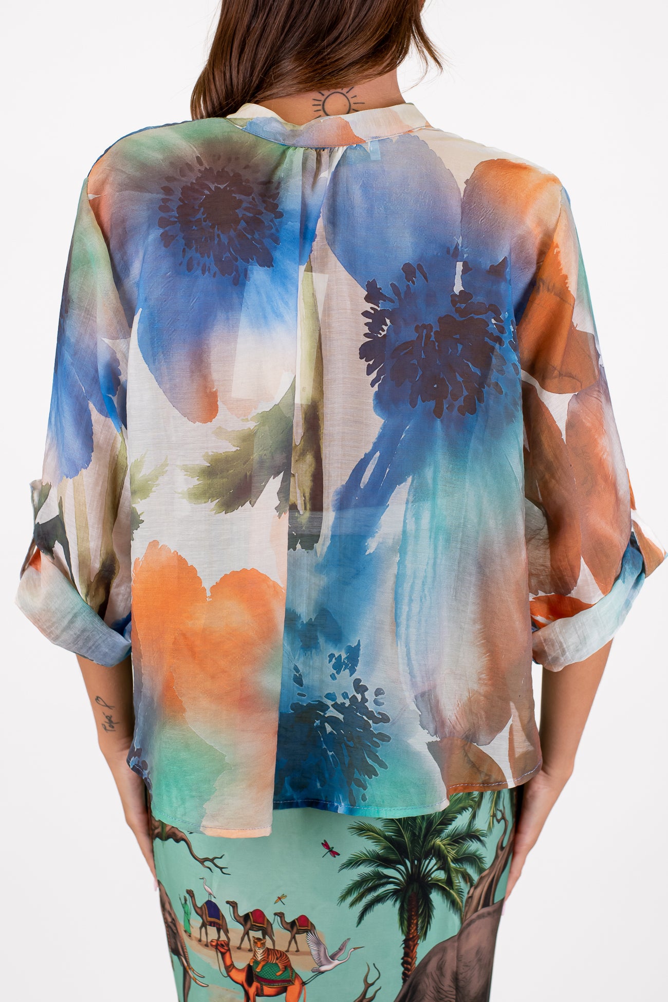 Haveone - Camicia fantasia floreale in lyocell