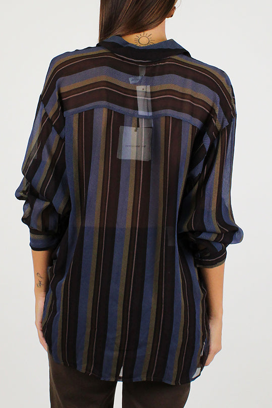 Tensione in - Camicia fantasia a righe multicolor in viscosa