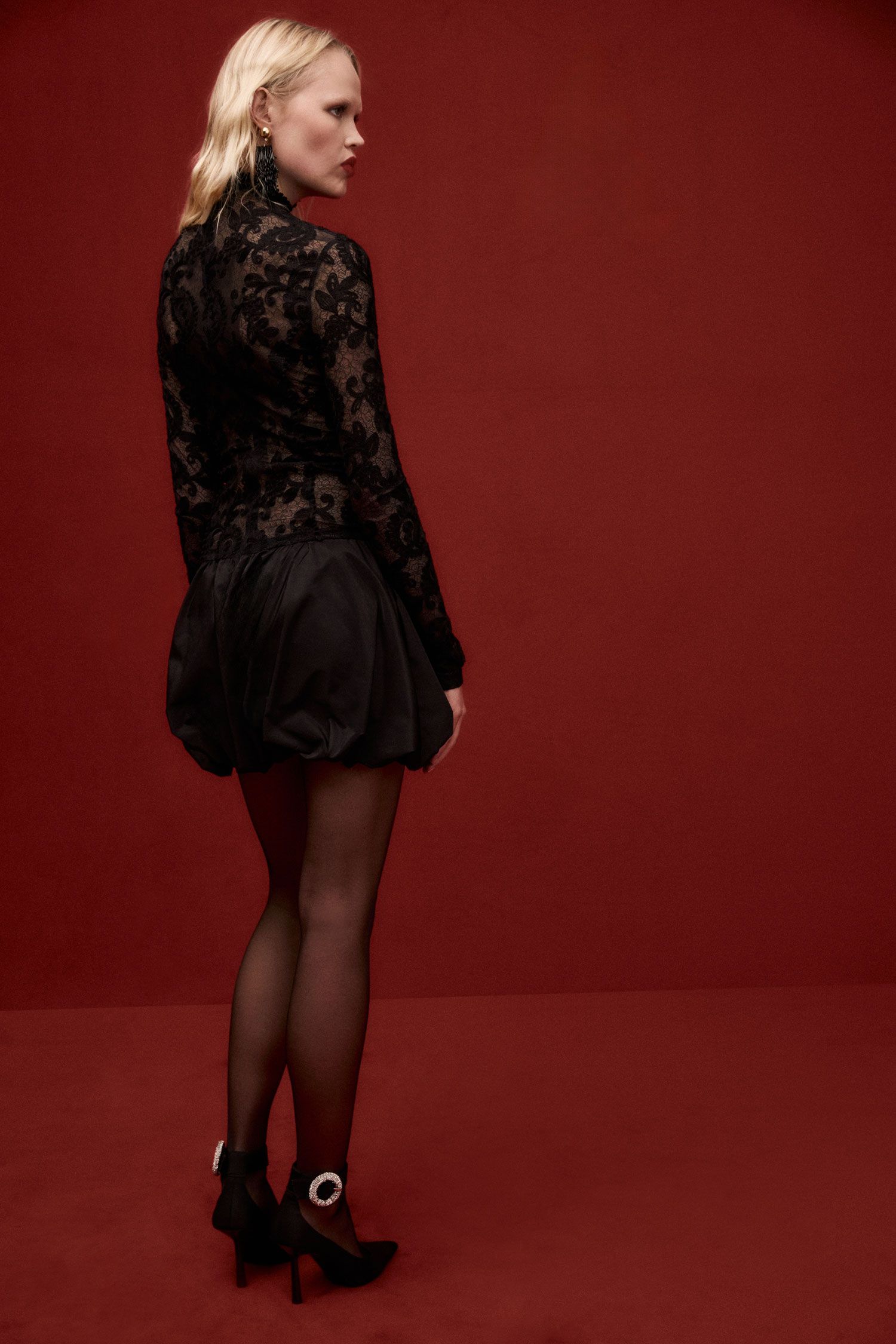 Imperial - Abito corto tulle ricamato e gonna balloon