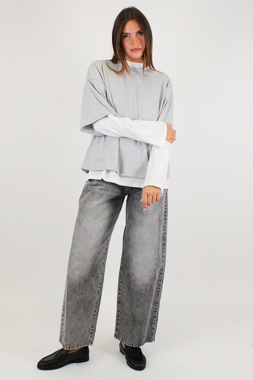 Haveone - Jeans palazzo modello BELLA lavaggio grigio