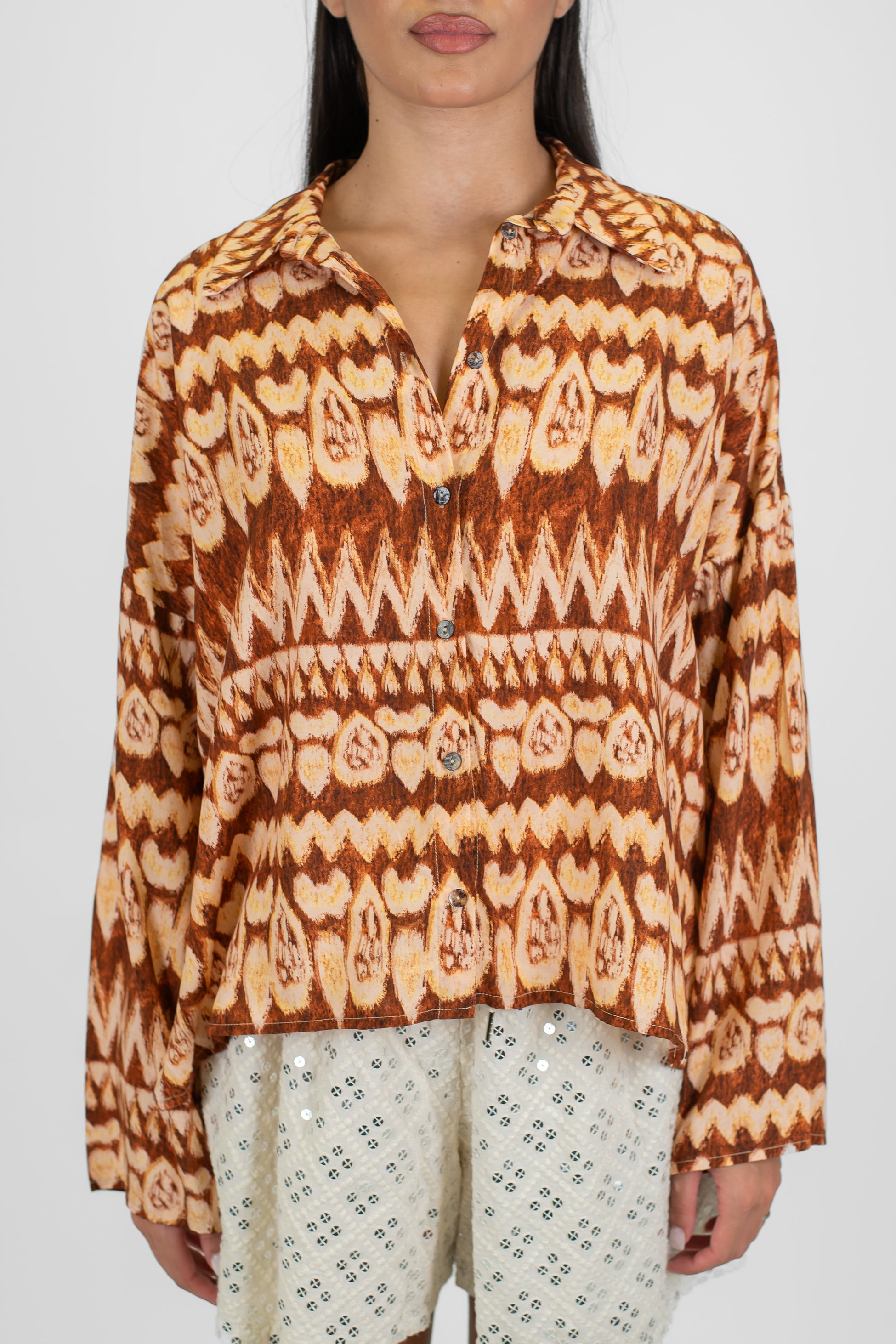 Haveone - Camicia over fantasia astratta in viscosa