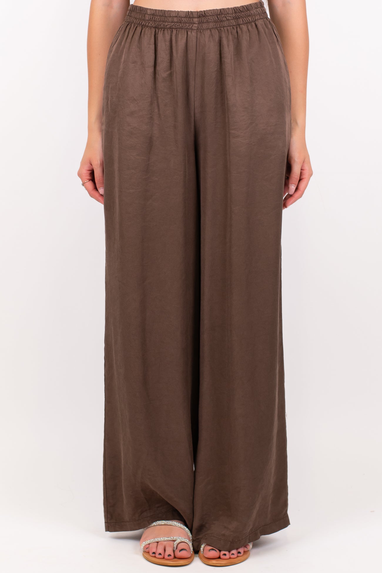 Tensione in - Pantalone palazzo in lyocell mano cupro con elastico in vita