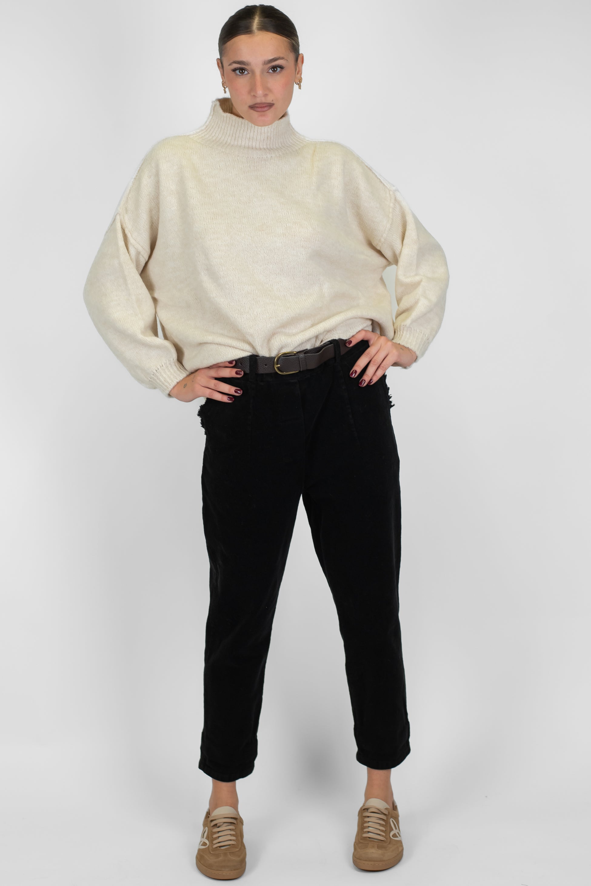 Motel - Pantalone in velluto con tasca sfrangiata