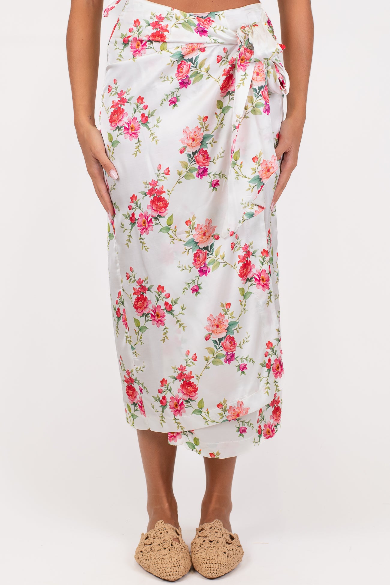 Maryley - Gonna pareo fantasia fiori in viscosa leggera
