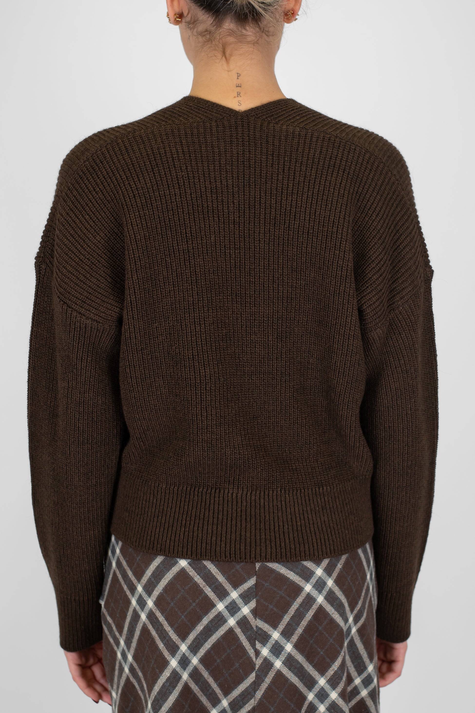 Haveone - Cardigan crop in misto lana scollo a V con chiusura ad incrocio