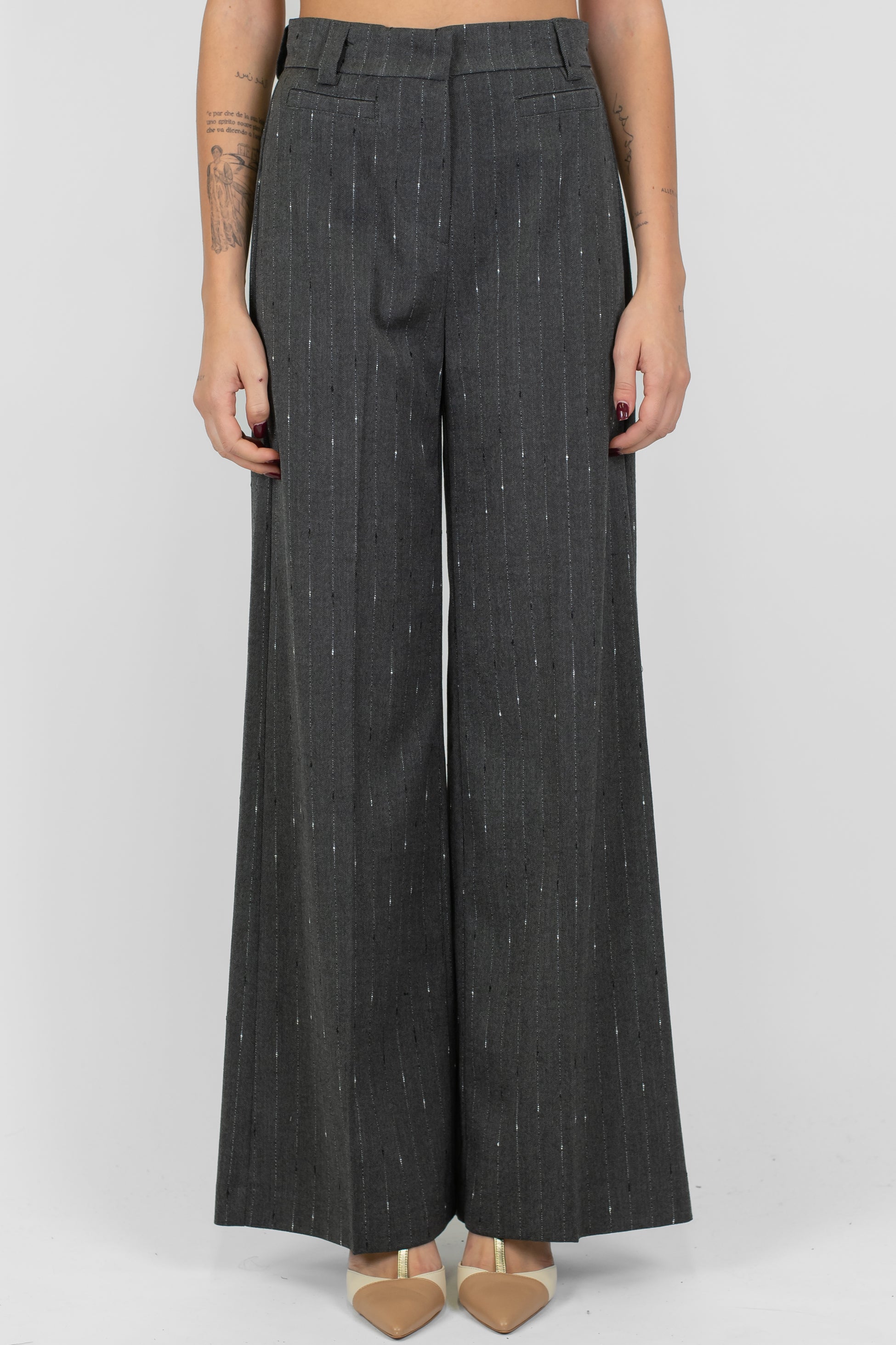 Maryley - Pantalone palazzo gessato