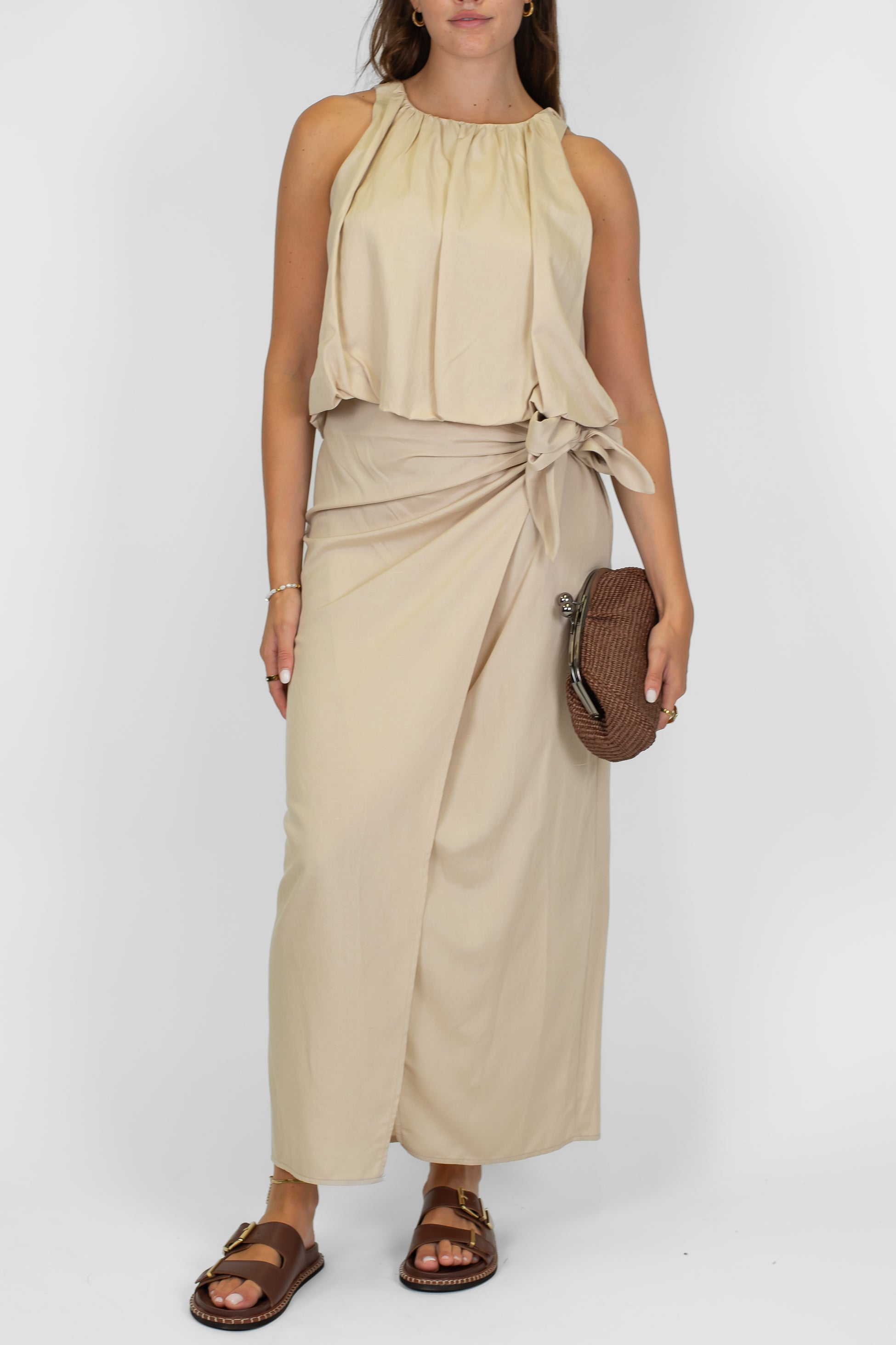 Tensione in - Gonna pareo in misto viscosa e lino