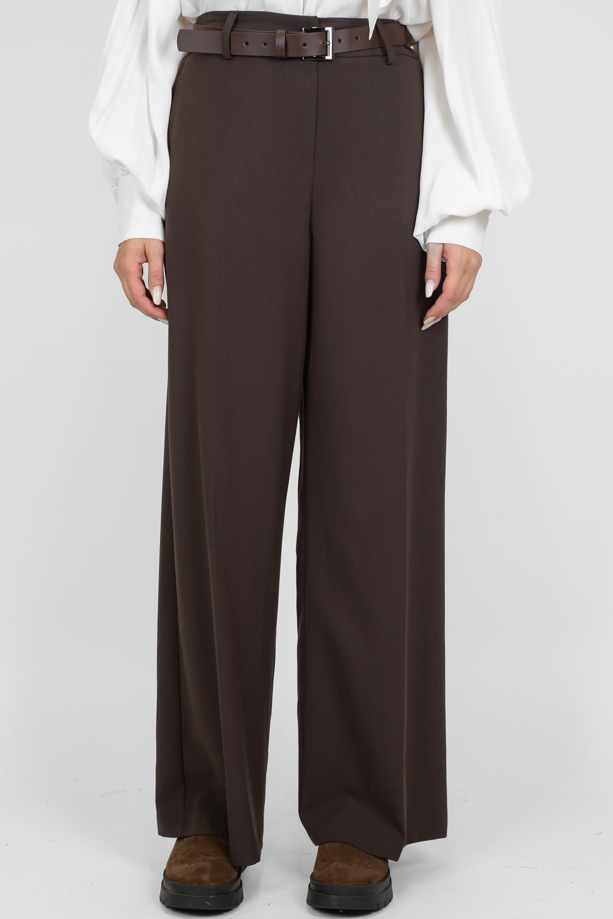 Motel - Pantalone palazzo tinta unita con elastico sul retro