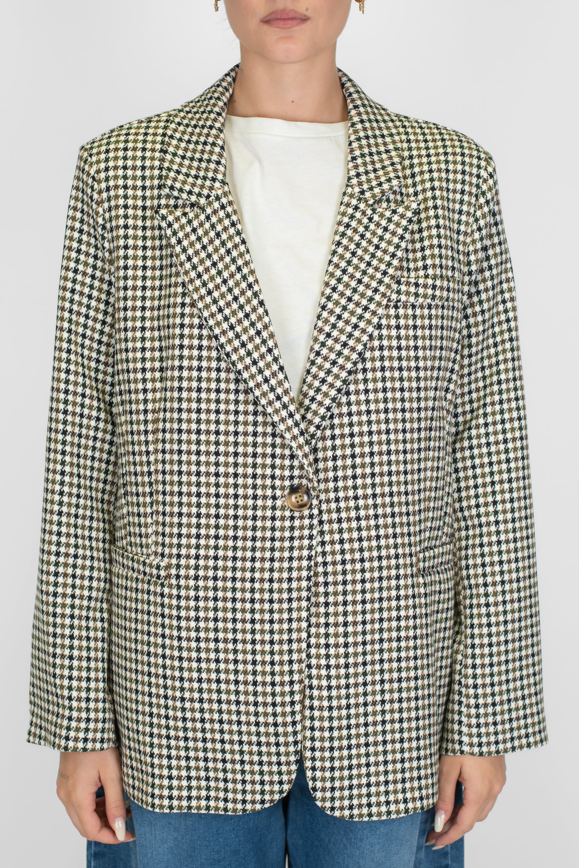 Haveone - Giacca monopetto fantasia pied de poule