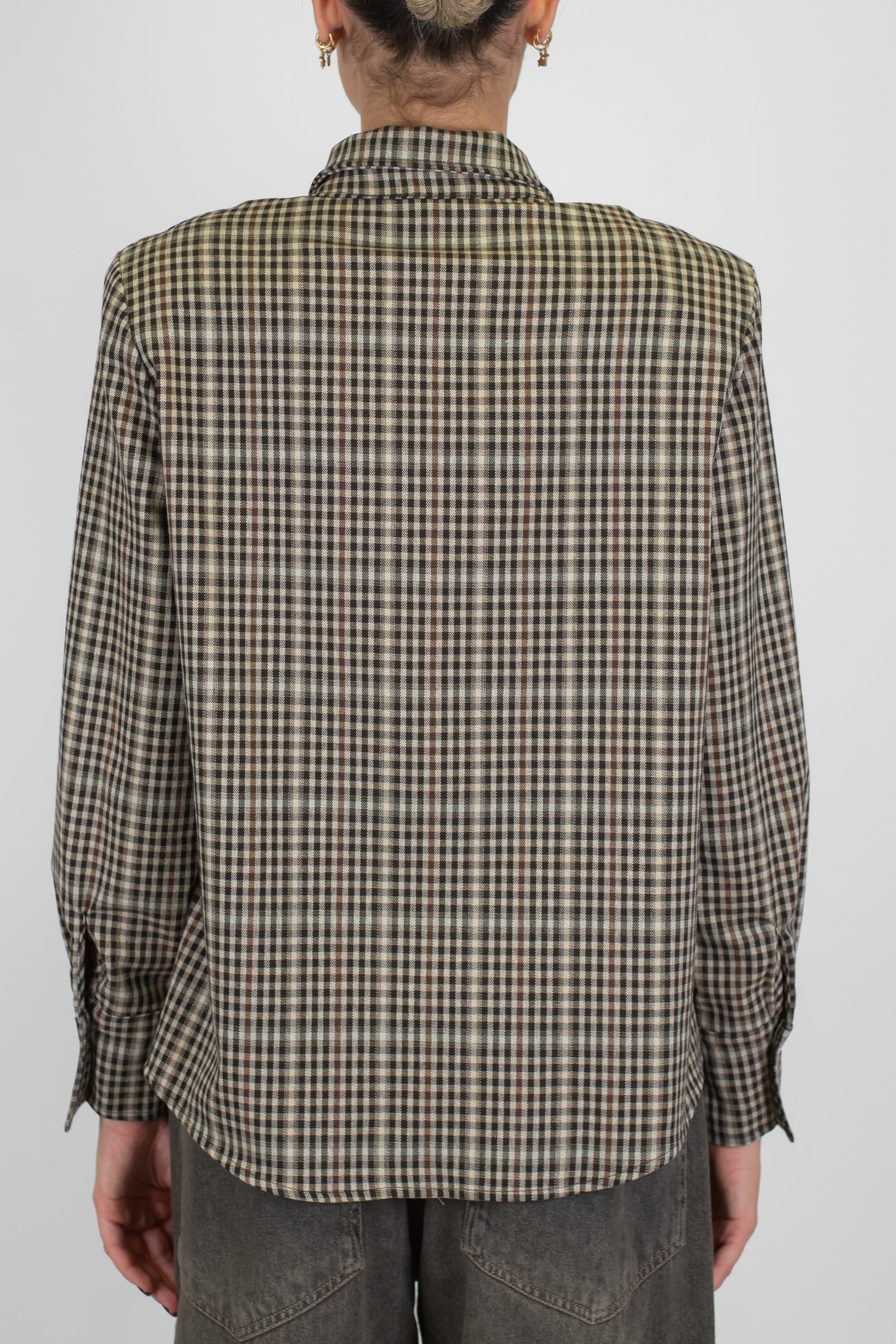 Motel - Camicia microfantasia quadri con spalline